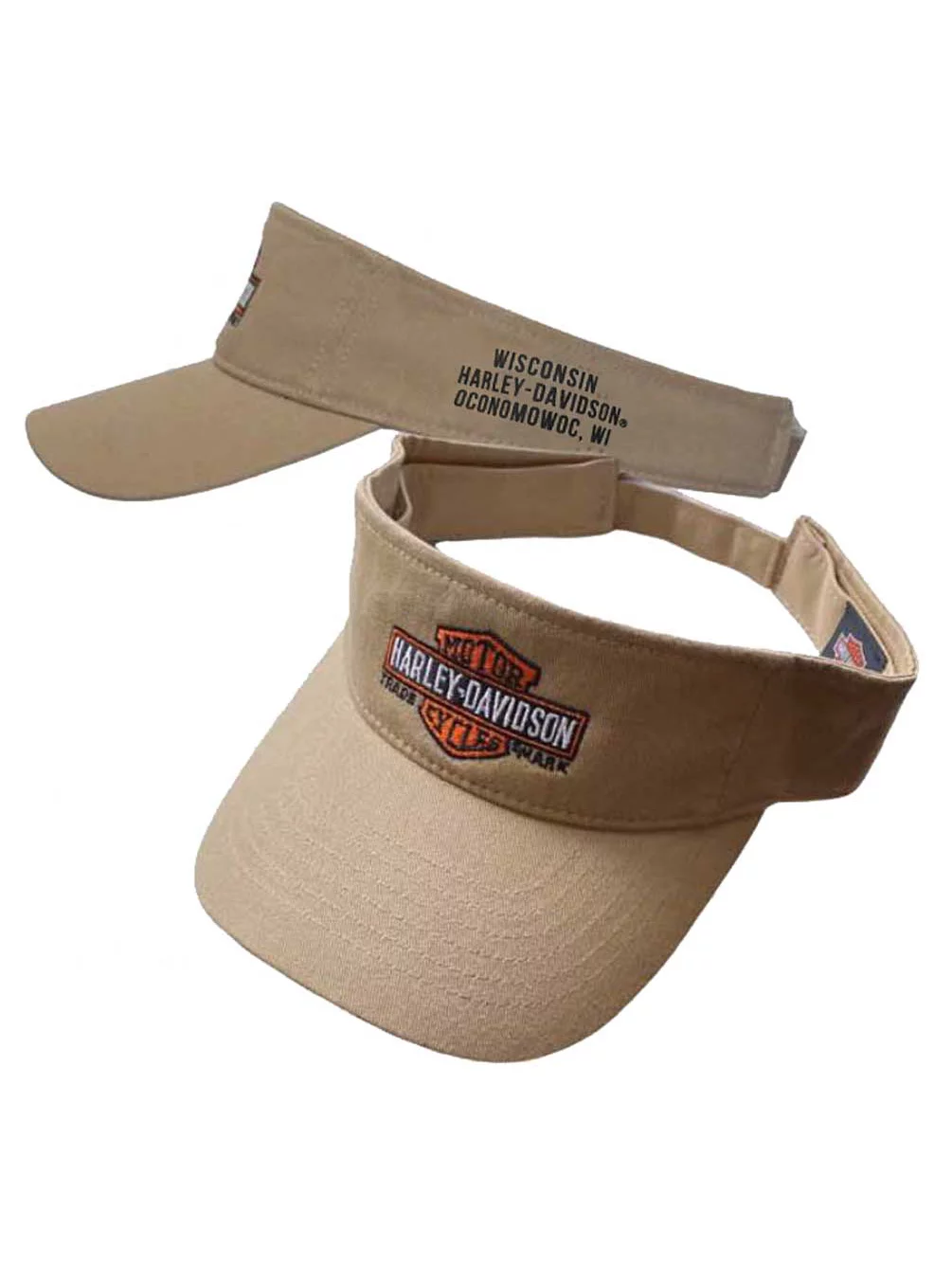 Harley-Davidson Men's Bar & Shield Adjustable Closure Low Crown Bill Visor - Tan, Harley Davidson