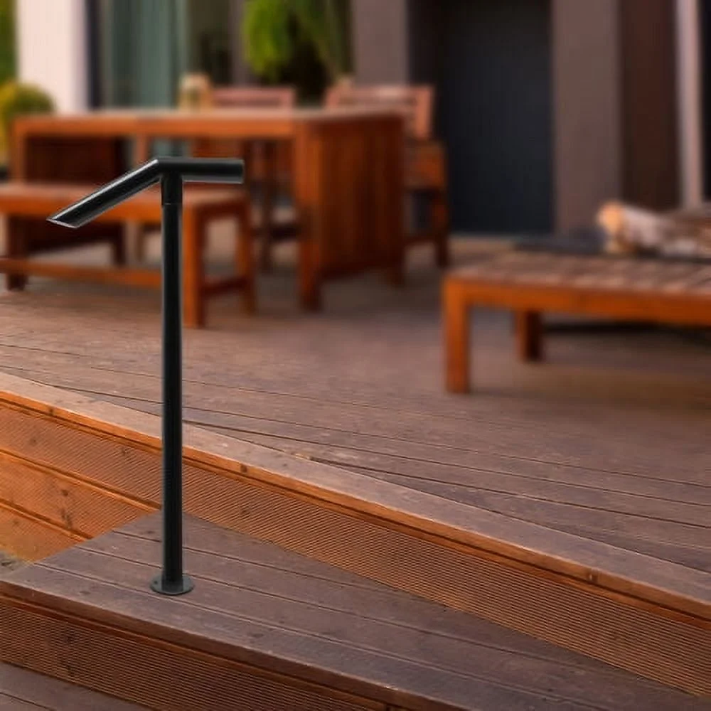 For 1-2 Steps 3Ft Stair Rail Railing Iron Handrail Kit Outdoor Garden Porch Post