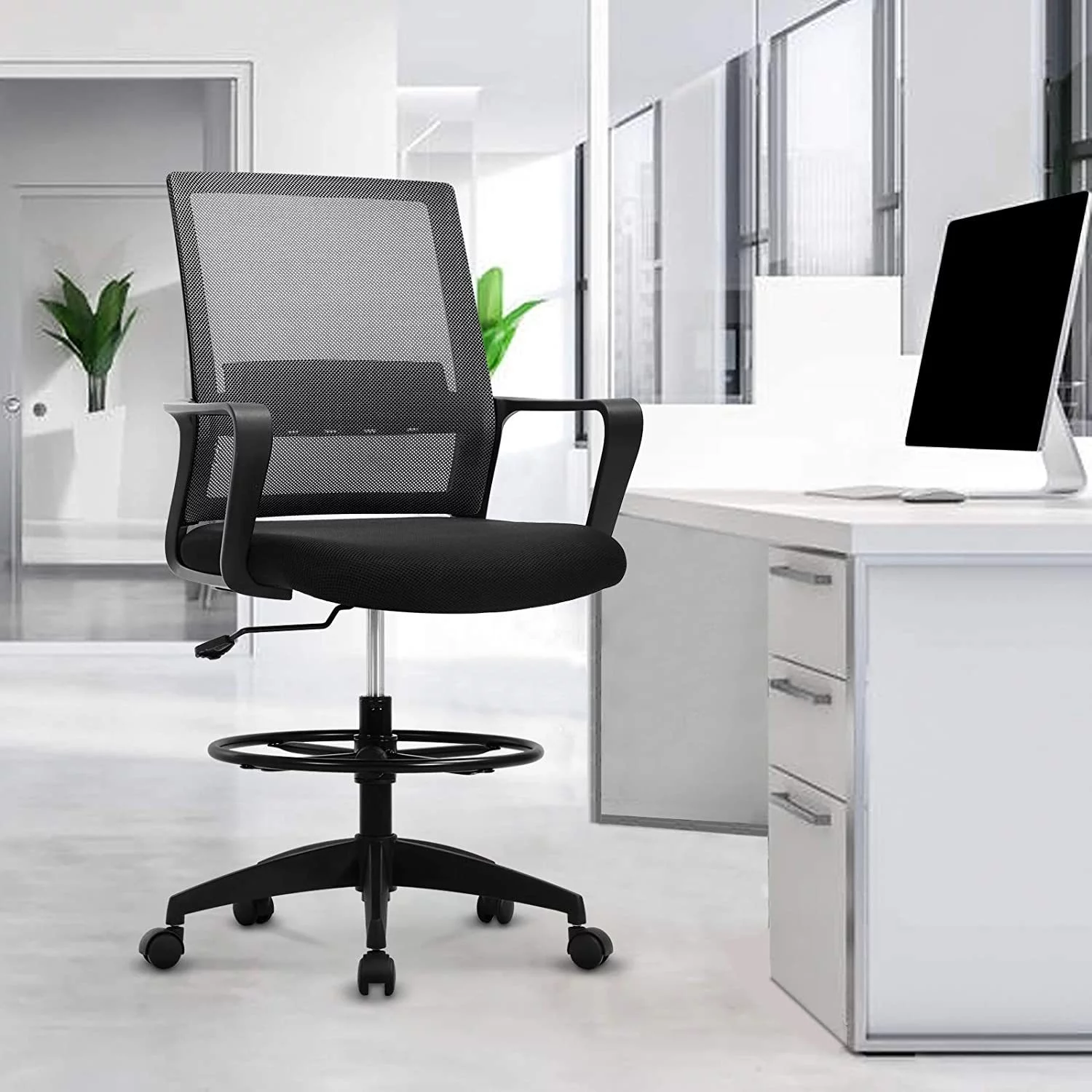 Drafting Chair Office Chair Mesh Computer Chair Swivel Task Desk Chair