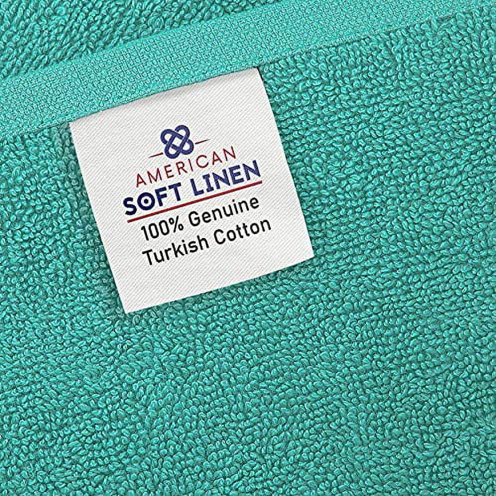 American Soft Linen Luxury Hotel & Spa Quality, Turkish Cotton, 27x54 Inches 4-Piece Bath Towel Set for Maximum Softness & Absorbency, Dry Quickly - Turquoise Blue