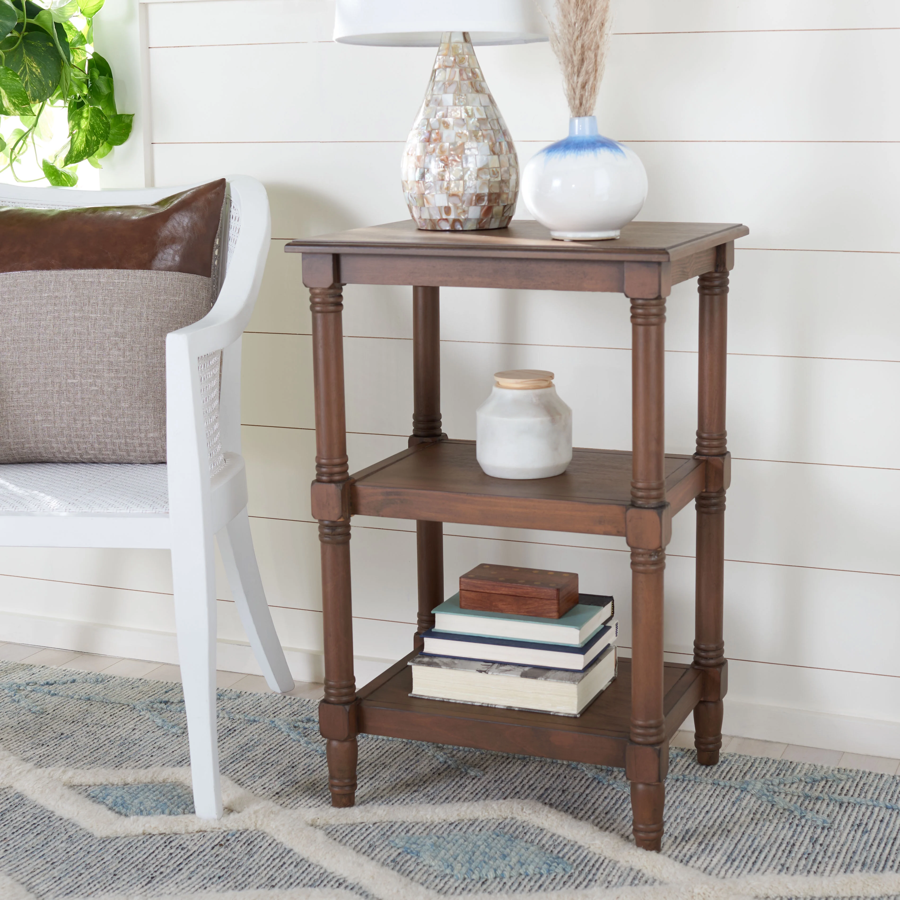 SAFAVIEH Cassie Amish Style Brown Rectangle Wood End Table (19.8 in. W x 15 in. D x 30 in. H)