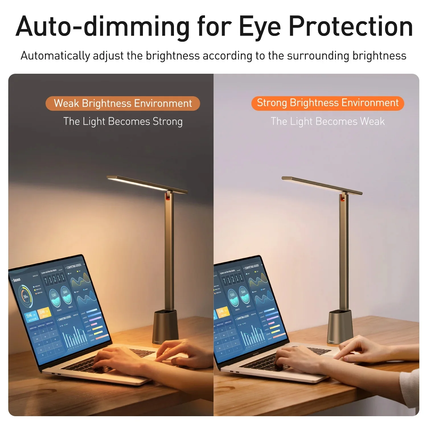 Upgrade your lighting experience with this stylish  innovative  and versatile smart adjustable foldable LED desk lamp! Designed with eye protection  adaptive brightness  and dimmable feat