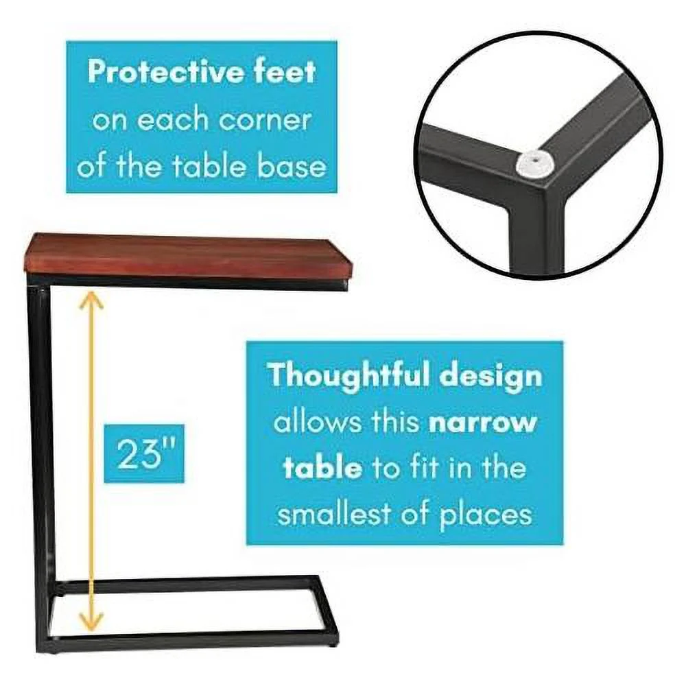 Espresso Wood TV Tray C Shaped Side Table - 26