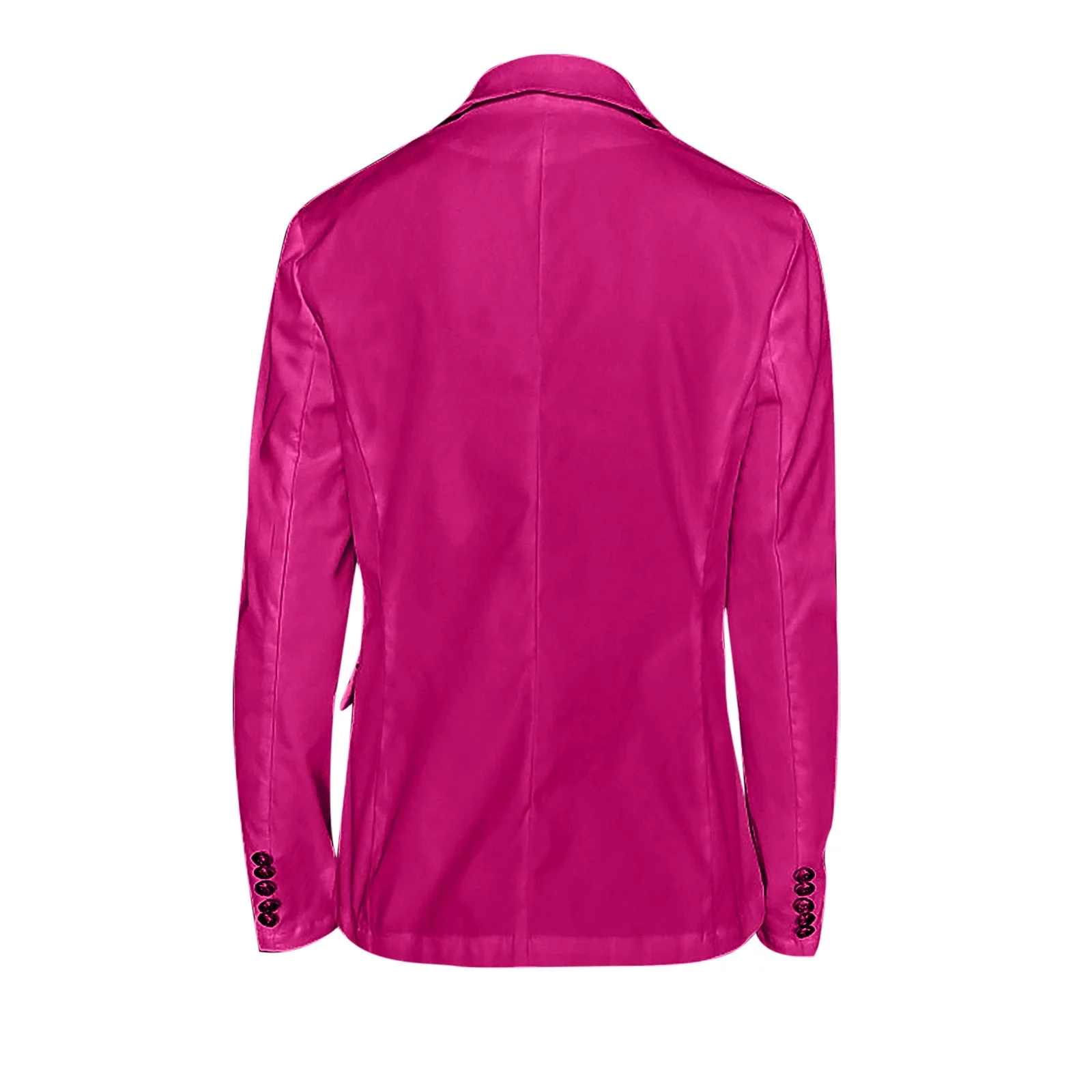 LoyisViDion Coat Women Buttons Long Sleeve Solid office Coat Cardigans Suit Jacket Long Outwear Hot Pink 10(XL)