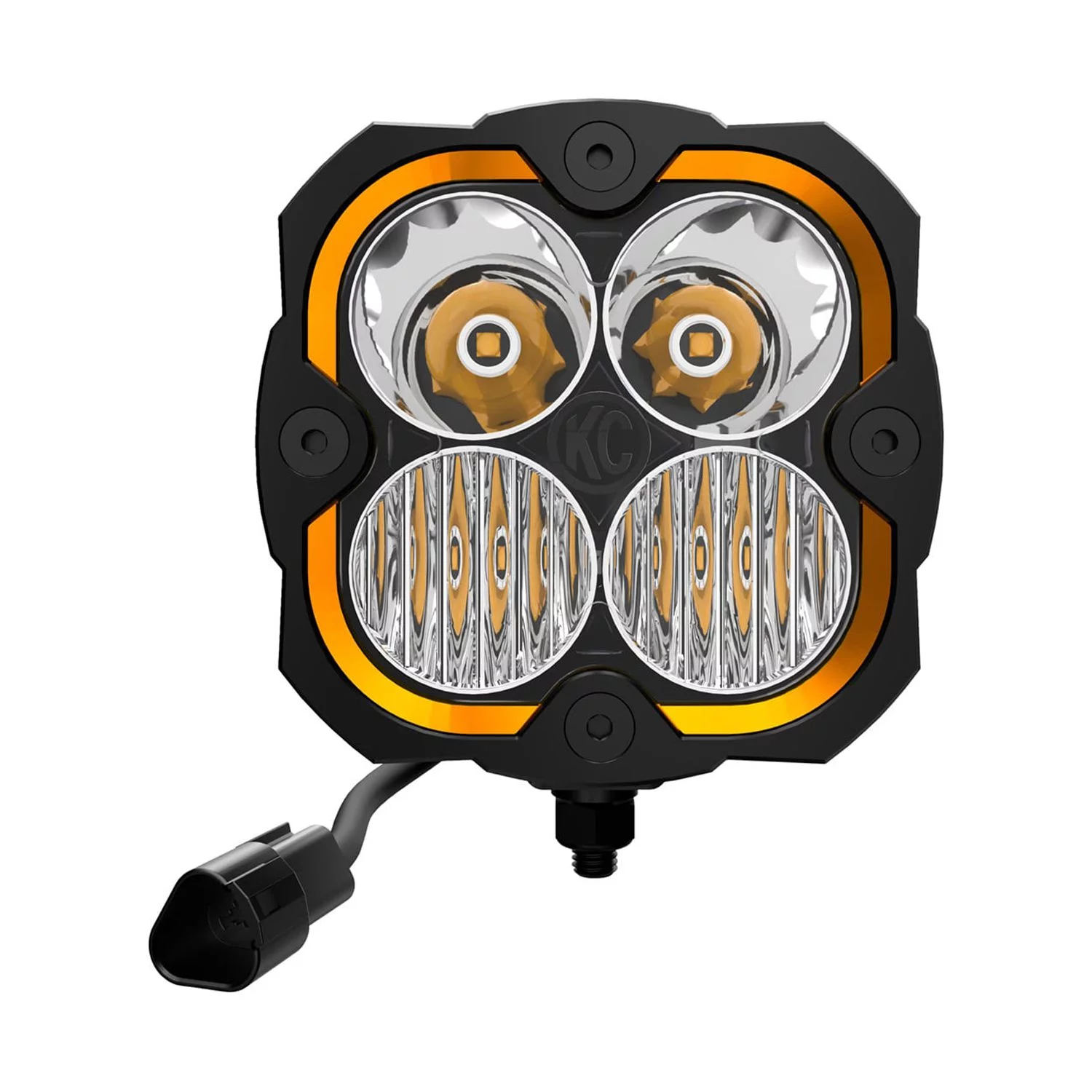 KC HiLiTES 287 5 in. 2 x 80W Flex Era 4 Series Square Combo Beam LED Lights with Amber Backlight