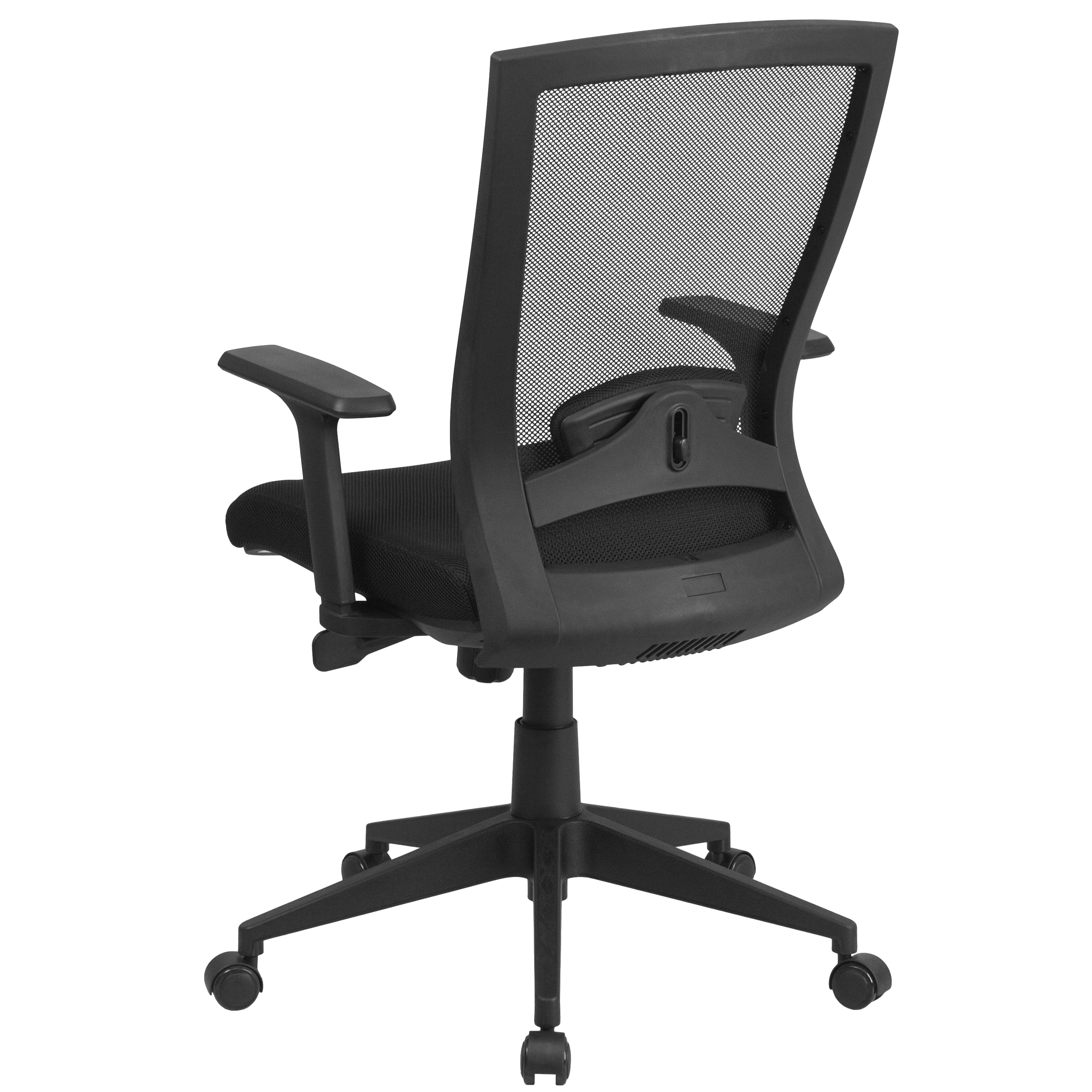 Emma + Oliver Mid-Back Black Mesh Swivel Ergonomic Office Chair Back Angle Adjustment and Arms