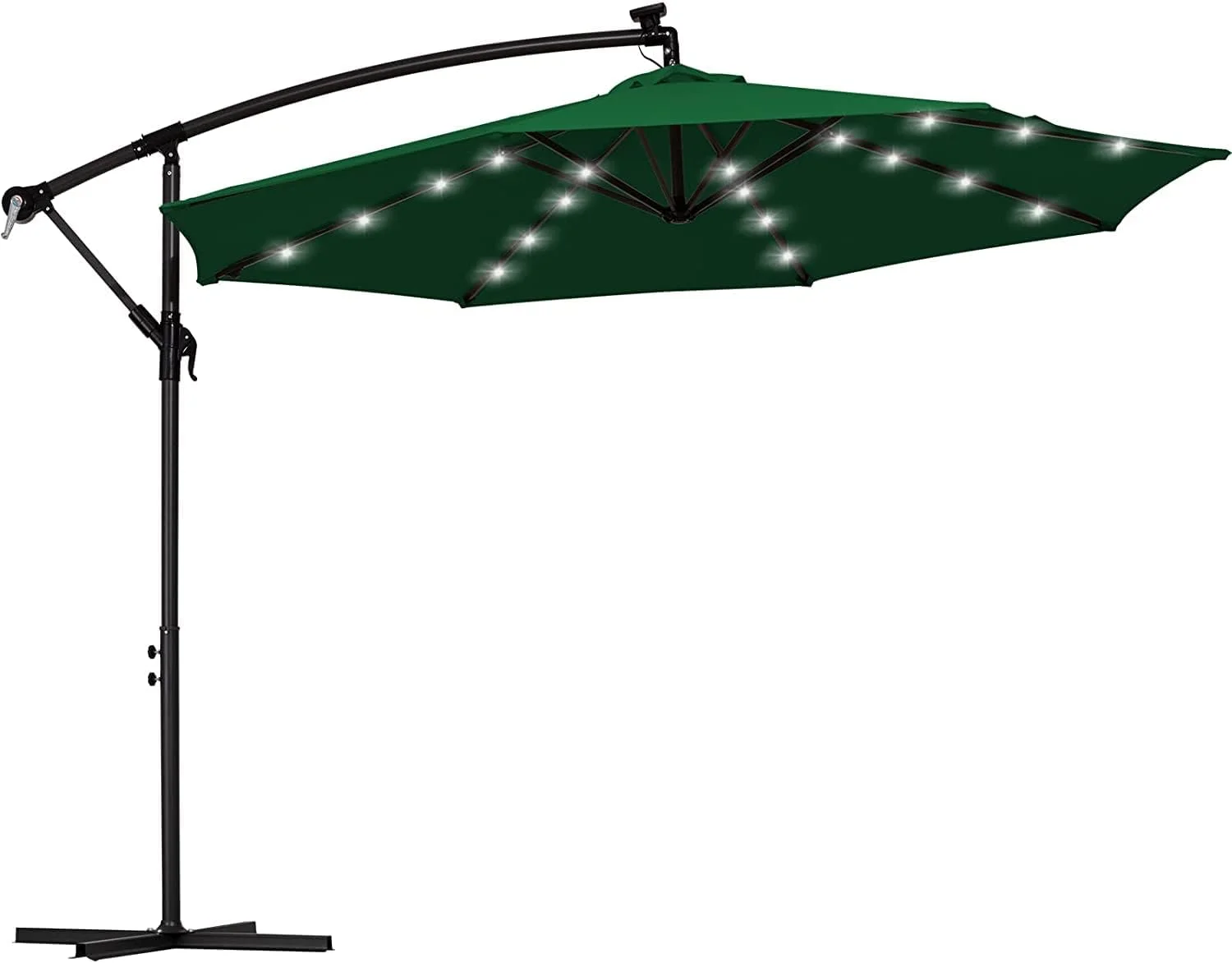 10Ft Solar LED Offset Hanging Outdoor Patio Umbrella With Easy Tilt Adjustment