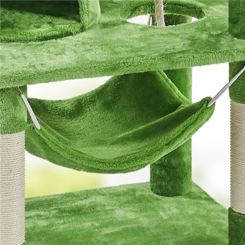 Smile Mart 62.5'' Height Multilevel Cat Tree with 2 Condos & 2 Foam-Padded Perches, Green