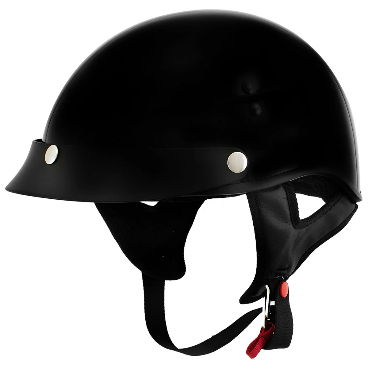Hot Leathers HLT70 'Stealth' Glossy Black Motorcycle DOT Skull Cap Classic Half Helmet X-Small