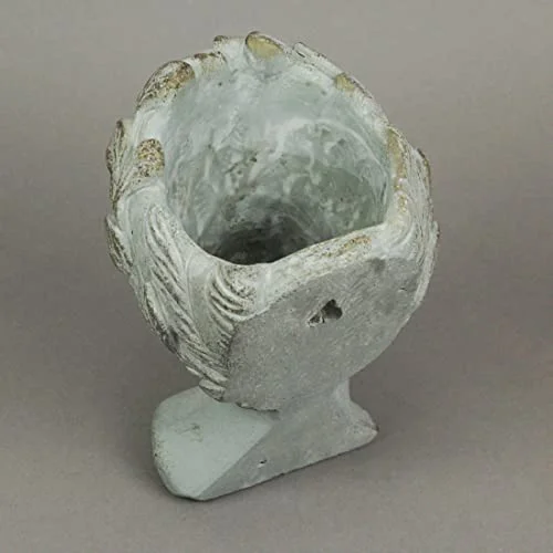 Weathered Gray Greek Lady Statue Wall Mount Cement Head Planter 6 Inches High