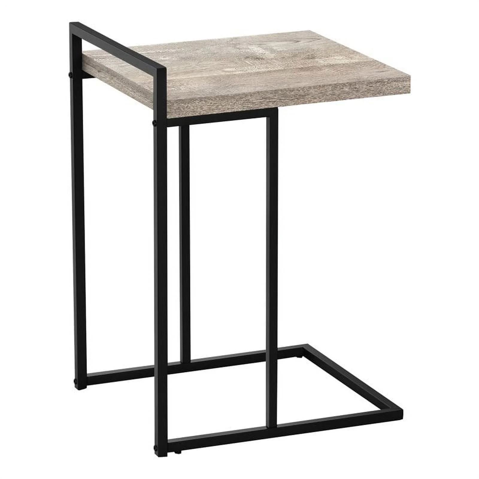 Home Square Wood Panel Top C Side Table in Reclaimed Taupe and Black - Set of 2