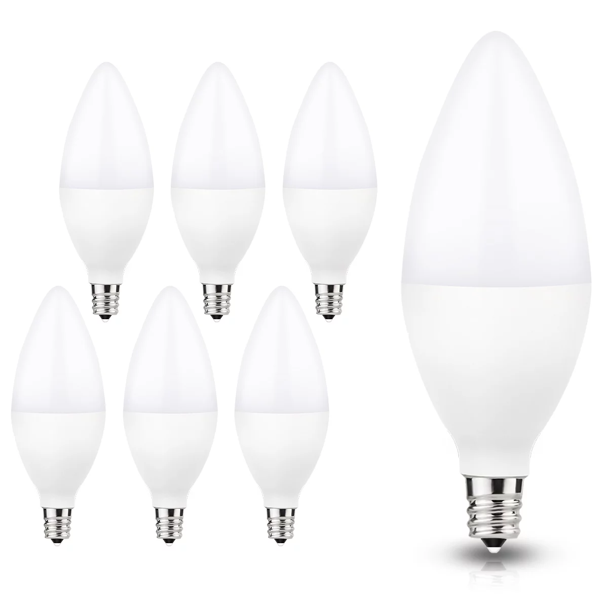6W LED E12 Candelabra Light Bulbs, Daylight White 5000K, Chandelier Bulbs ,6 Pack