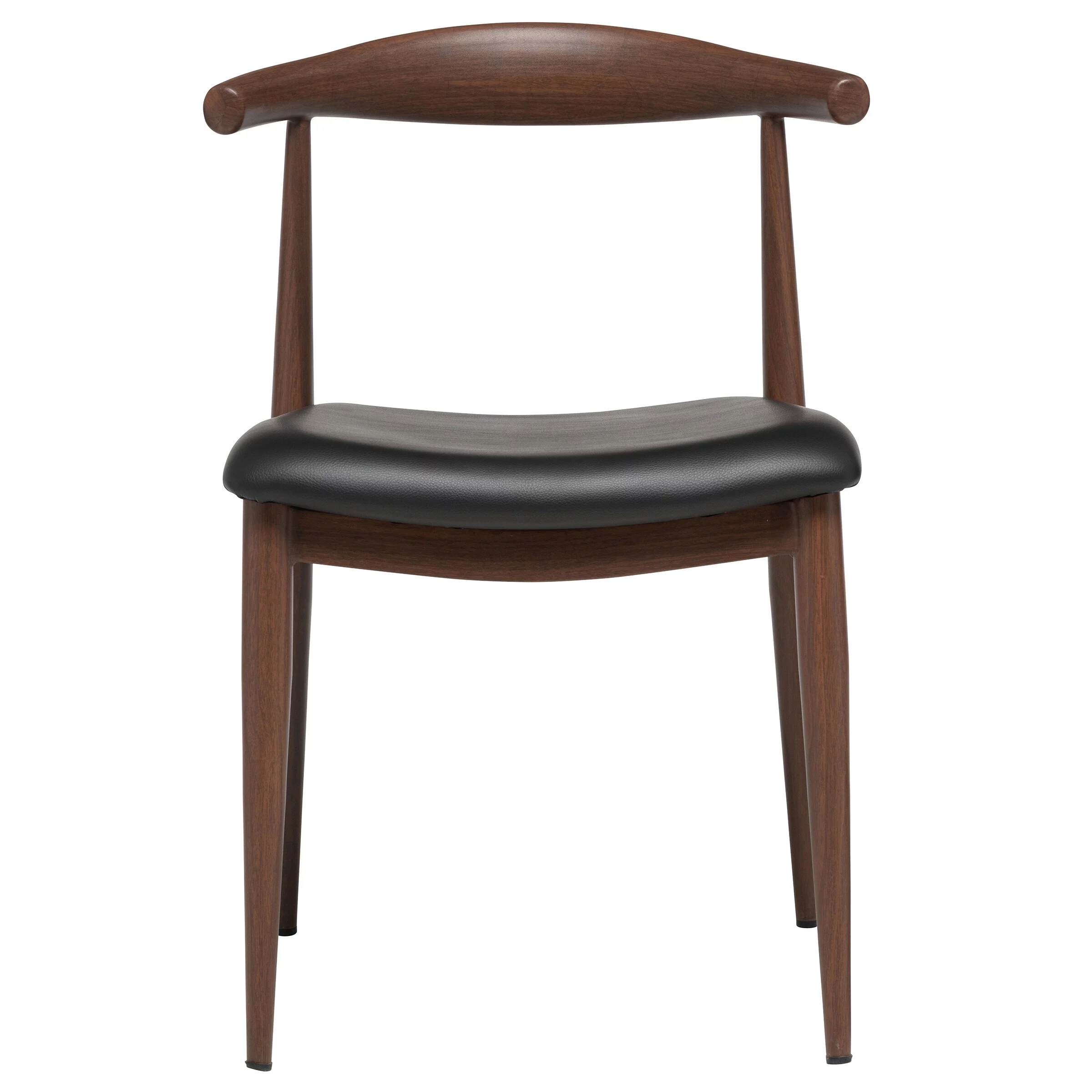 Elite Living Hans Leather Upholstered Stackable Dining Chair Dark Walnut