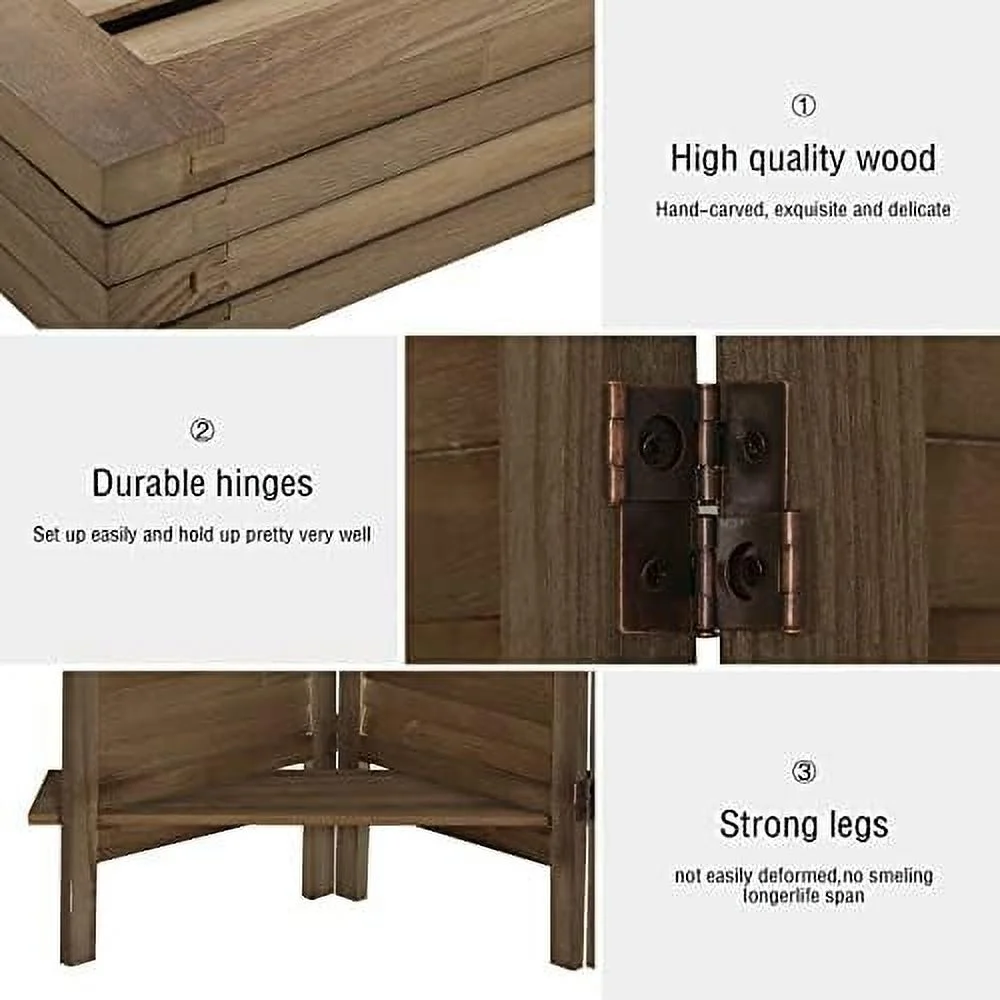 JYHOME 6 Panel Room Divider with Shelves Fully Assembled 5.6Ft Folding Privacy Screens Wooden Room Dividers and Room Separator for Home Bedroom  Dark Brown