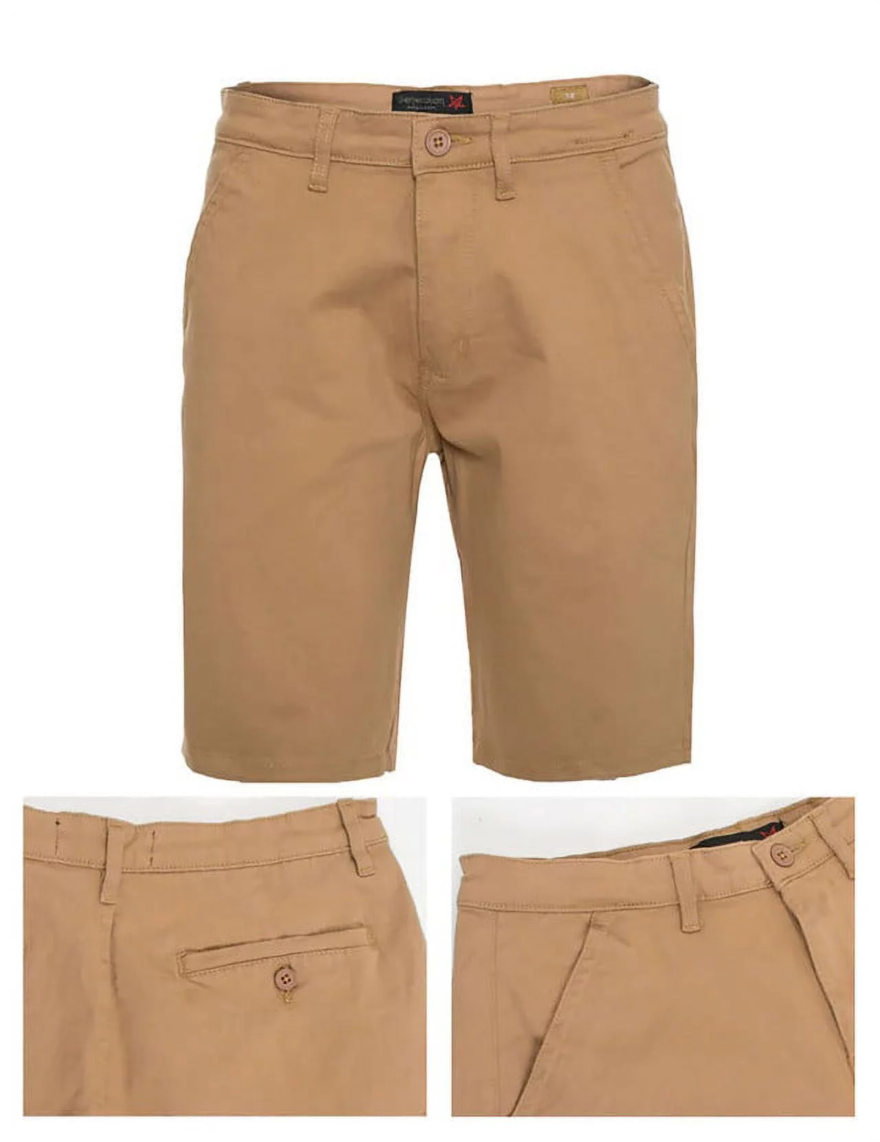 Men's Cargo Shorts Relaxed Fit Waistband & Leg Openings 2-Pockets Khaki 40