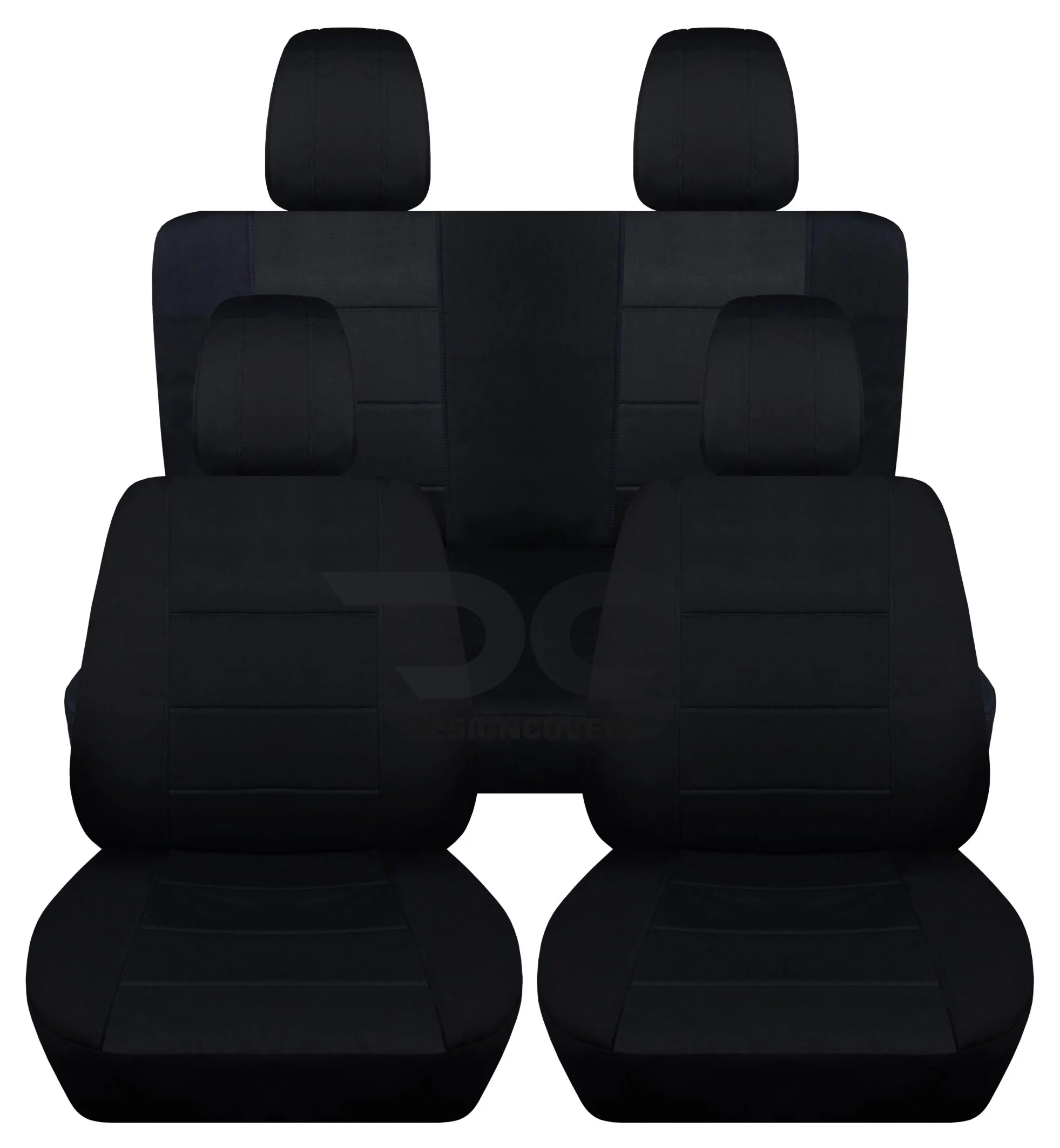 T262-Designcovers Fits 2011-2018 Jeep Wrangler JK 2-Door Cotton Seat Covers: Black - Front & Rear Solid Bench