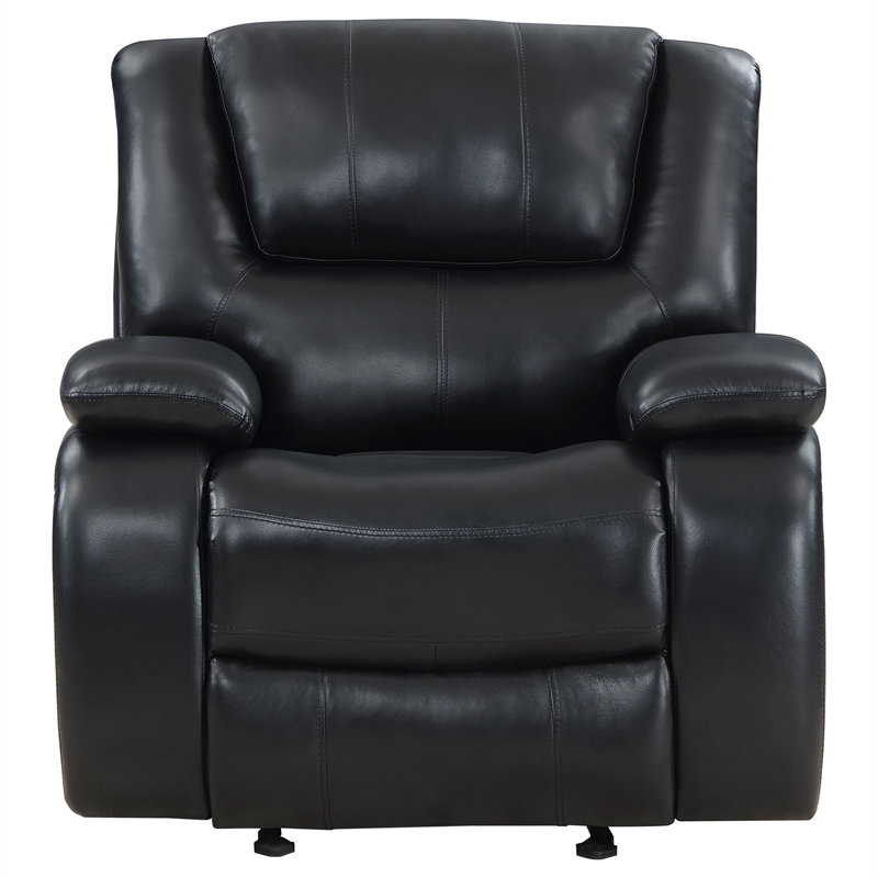 Pemberly Row Faux Leather Upholstered Glider Recliner Chair Black