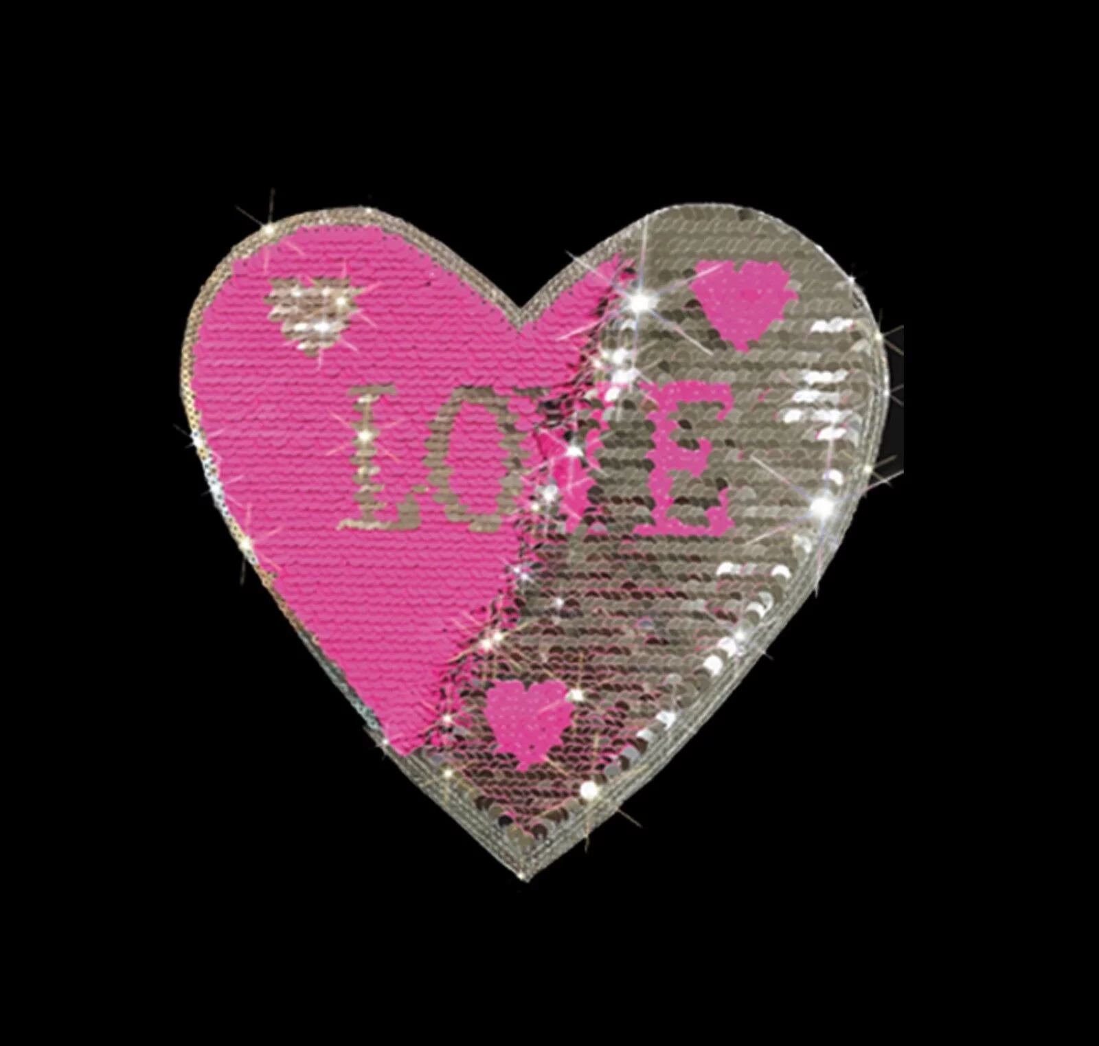 XtraFly Apparel Mens Pink Silver Heart Reversible Flip Gift Valentine's Sequin Sequined T-Shirt