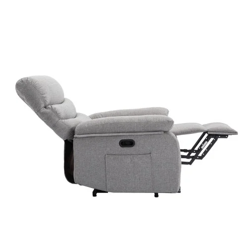 Power Lift Recliner Chair, cotton linen gray elderly chair with lifting, lying flat, heating, vibration massage, USB charging, remote control control
