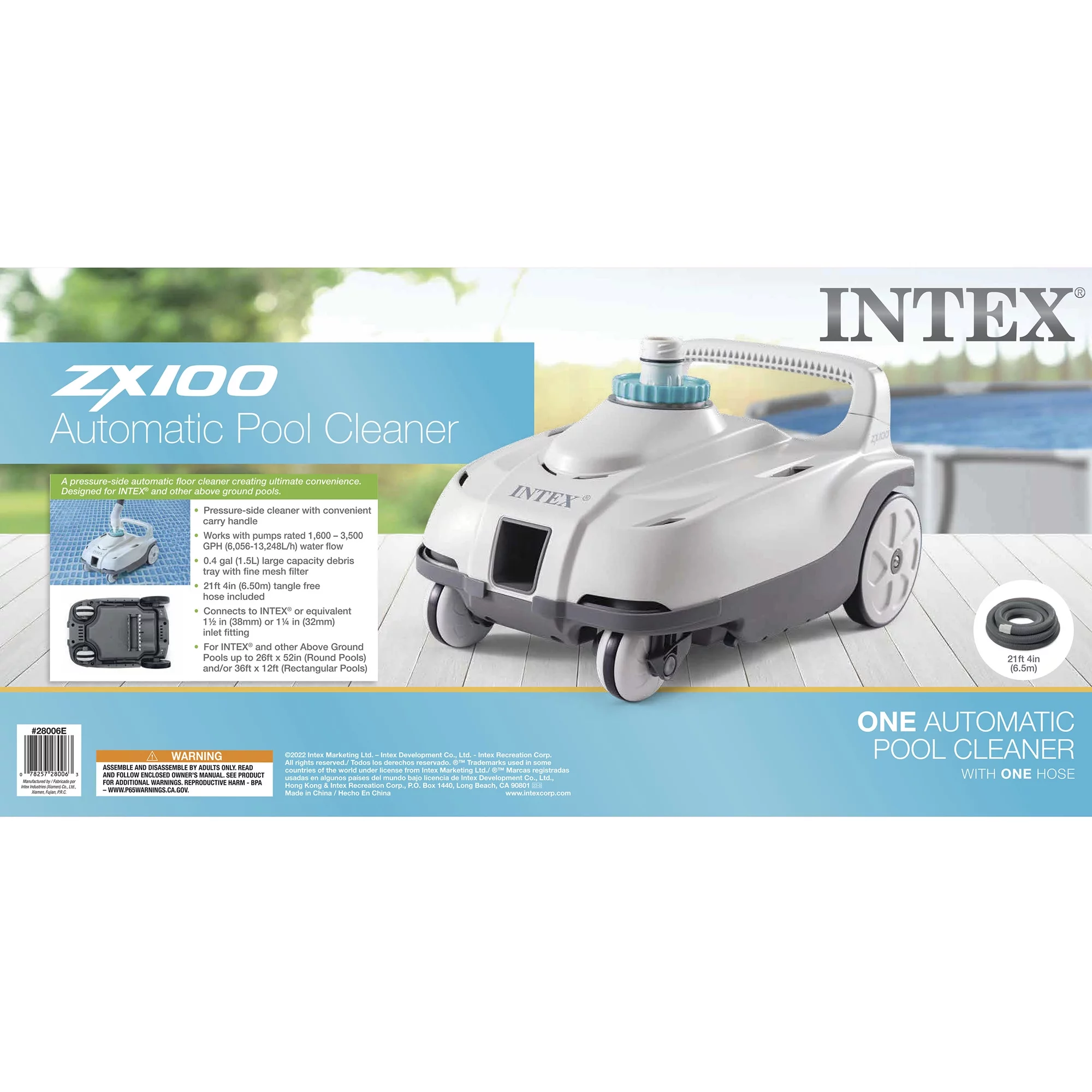 Intex ZX100 Automatic Pressure Side Swimming Pool Cleaner with Hose
