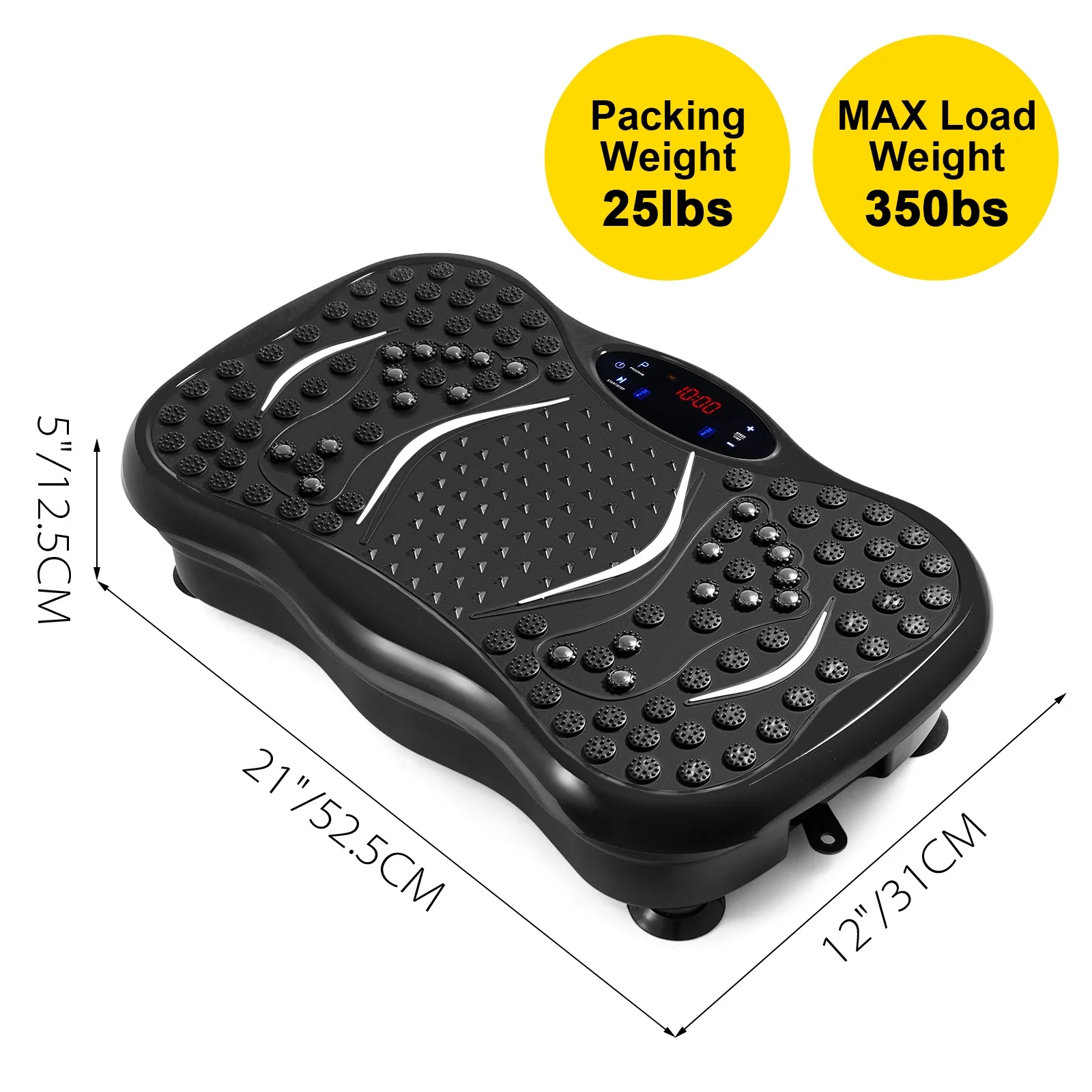 VEVOR Vibration Platform, Full Body Exercise Vibration Plate, Vibration Machine 350lbs LCD 3 Levels Massage Remote Bluetooth USB Music, Fitness Vibration Machine, Black