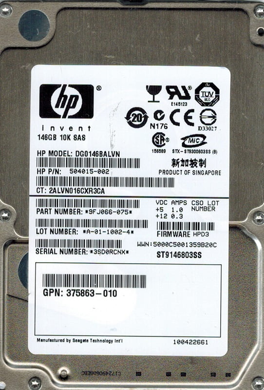 Seagate ST9146803SS P/N: 9FJ066-075 F/W: HPD3 146GB HP