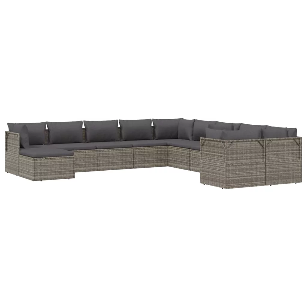 Aibecy 11 Piece Patio Set with Cushions Gray Poly Rattan