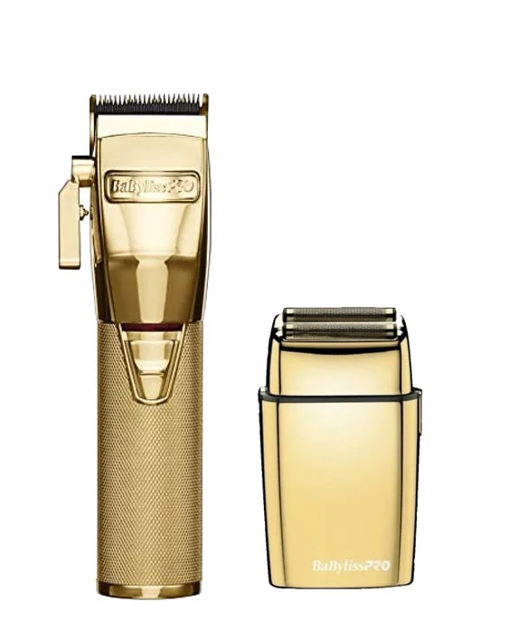 BaBylissPRO GoldFX Clipper FX870G and FOILFX02 Cordless Gold Metal Shaver