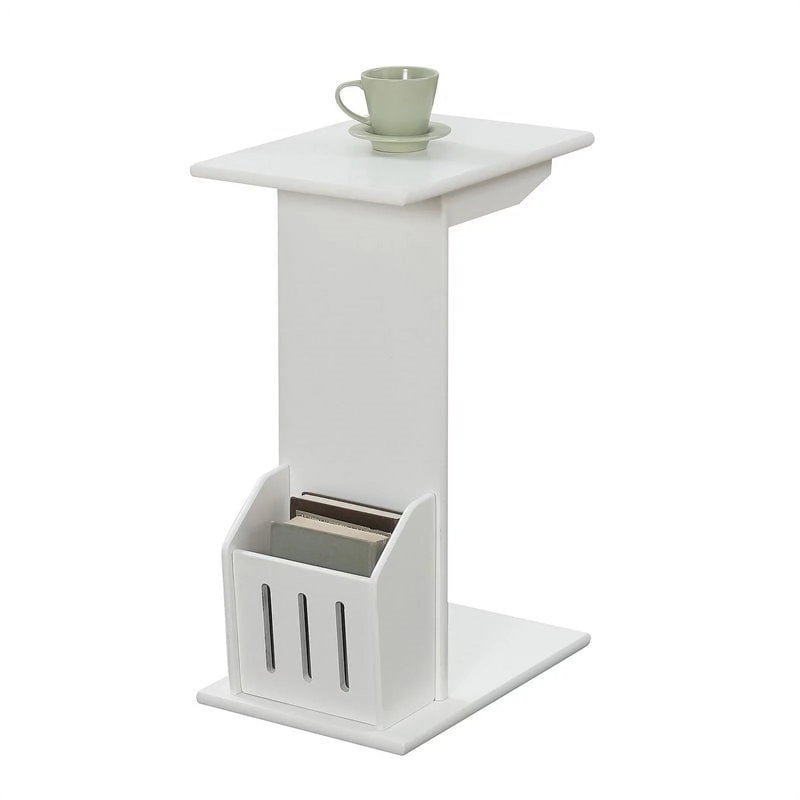 Pemberly Row C-Shape Modern Wood Magazine End Table in White