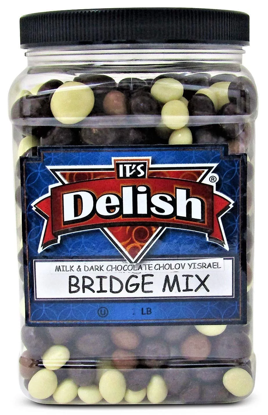 Gourmet Chocolate Bridge Mix Medley by Its Delish ,  3 LBS Jumbo Reusable Container - Dark, Milk, and White Kosher Dairy Chocolate Covered Peanuts, Almonds, Raisins, Espresso Beans, Cashews,...