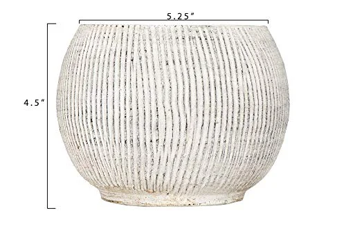 Distressed Cream Terracotta Planter with Fluted Texture