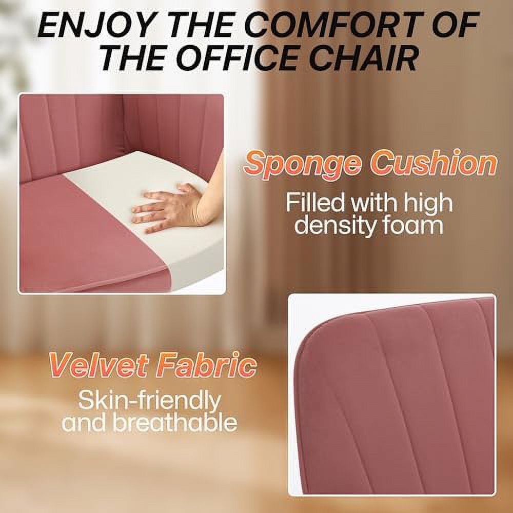 CHNBVC Velvet Office Desk Chair with Gold Base  with Wheels Modern Height Adjustable  Degree Swivel Upholstered Vanity Chairs with Arms  Room Bedroom  Cream