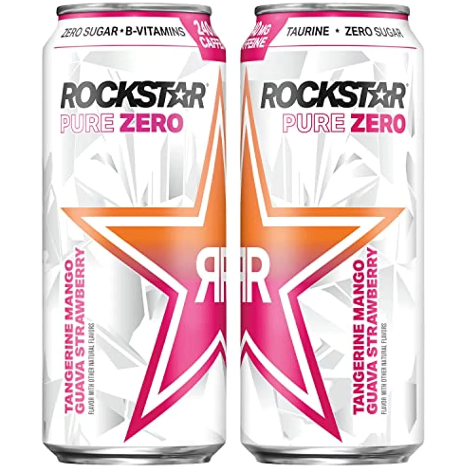 Rockstar Energy Drink Pure Zero Tangerine Mango Guava Strawberry (Packaging May Vary), 192 Fl Oz, Pack Of 12