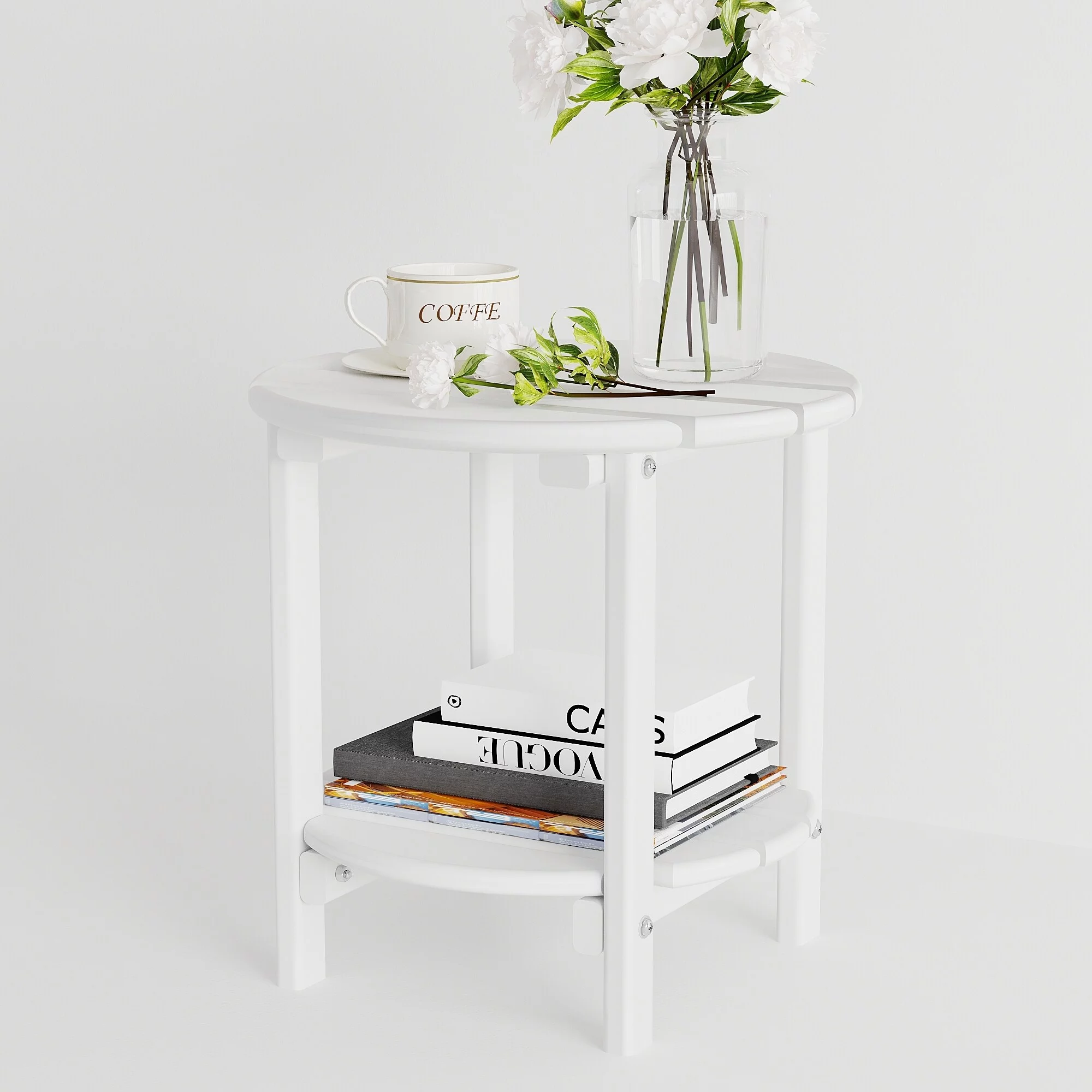 Round Side Table, Patio End Table Black