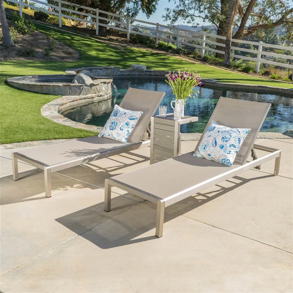 Home Cape Coral Mesh 3 Piece Chaise Lounge Set