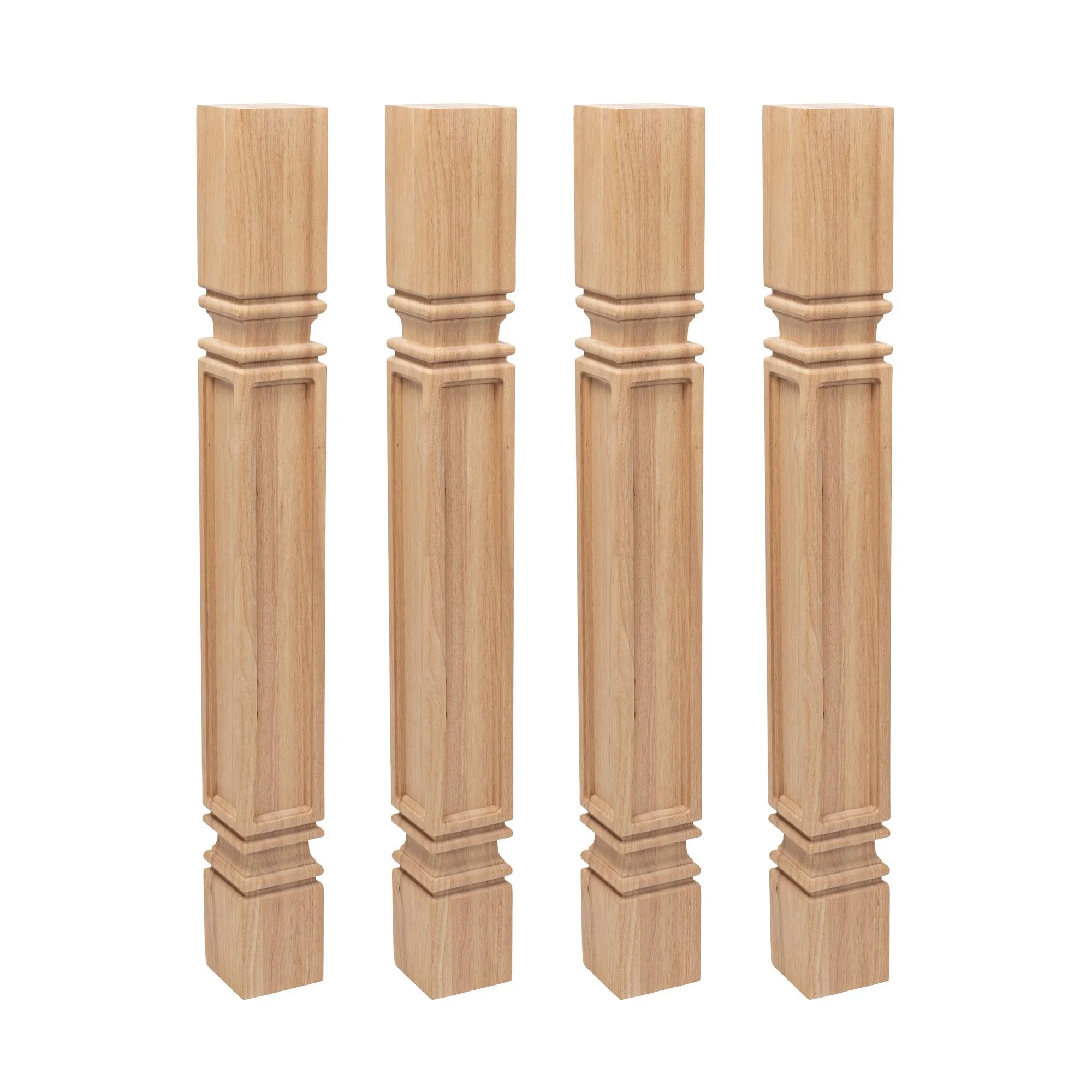 Designer's Edge Millwork 35-1/4 in. High x 3-3/4 in. Wide x 3-3/4 in. Depth Unfinished Solid Hardwood Mission Kitchen Island Leg 4 Pack