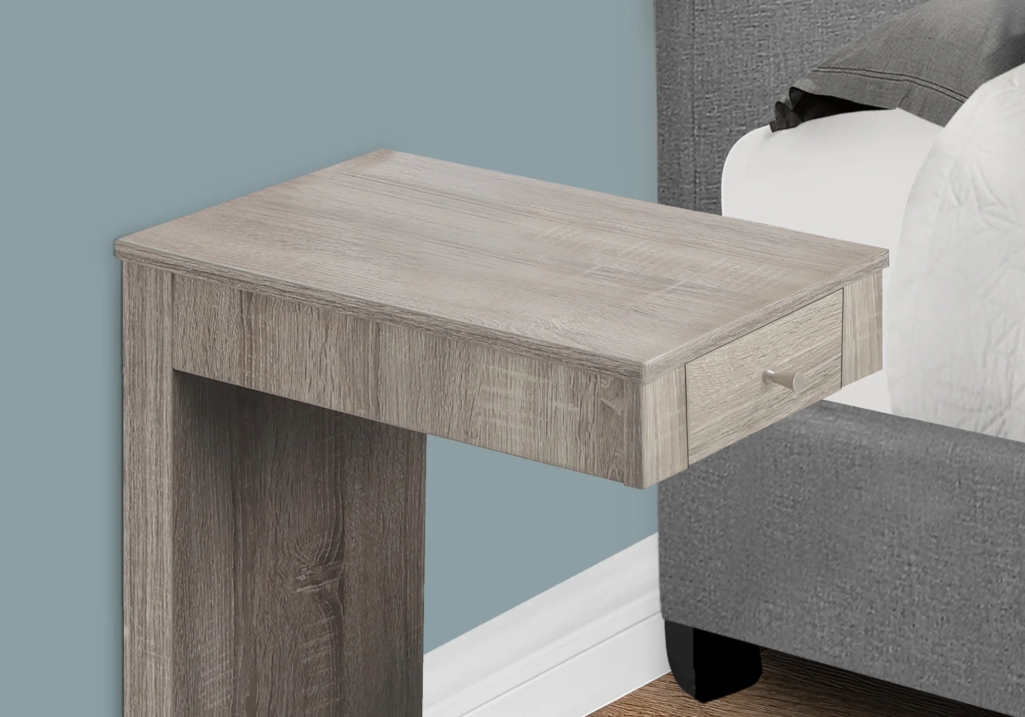 Accent Table C-shaped End Side Snack Living Room Bedroom Laminate Brown