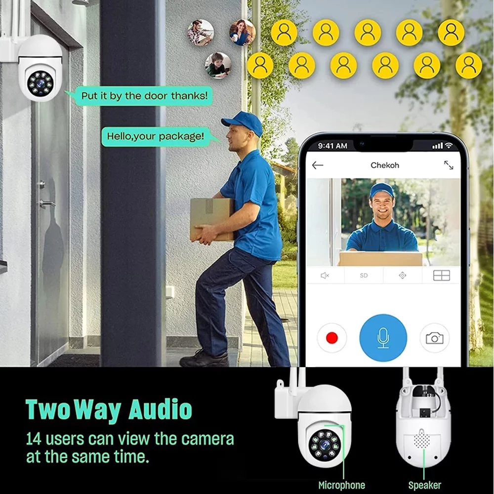 Security Cameras, DFITO 2.4Ghz Wireless Wifi Waterproof Surveillance Camera, IR Night Vision, Motion Detection