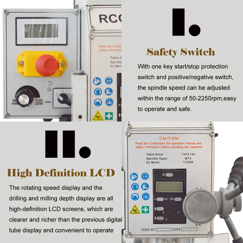 INTBUYING R8 Milling Drilling Machine Metal Lathe with R8-ER32 Milling Chucks 1100W Rcog-25V
