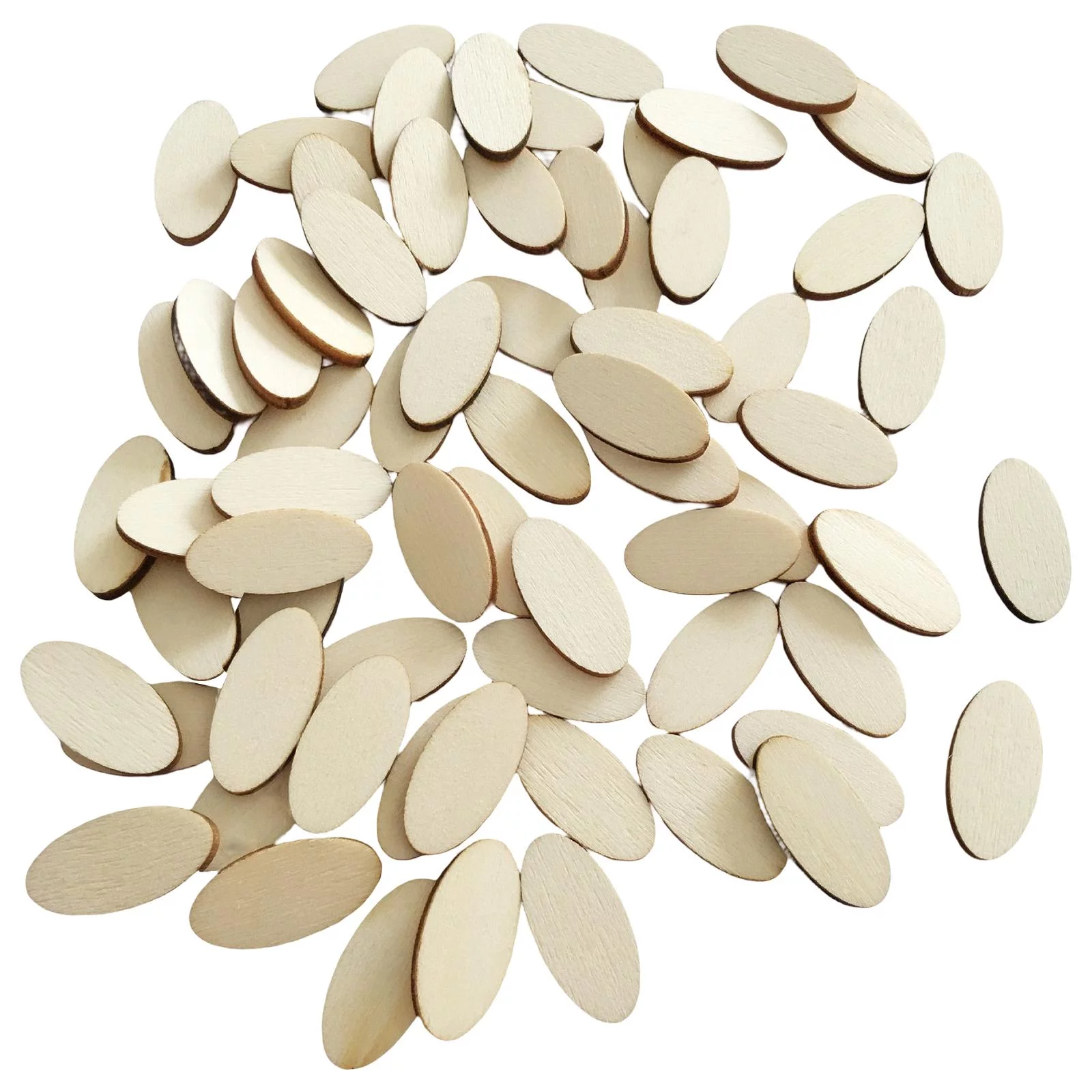 100 Pieces Natural Oval Shapes Wooden Craft Ornaments Cutout Embellishments
