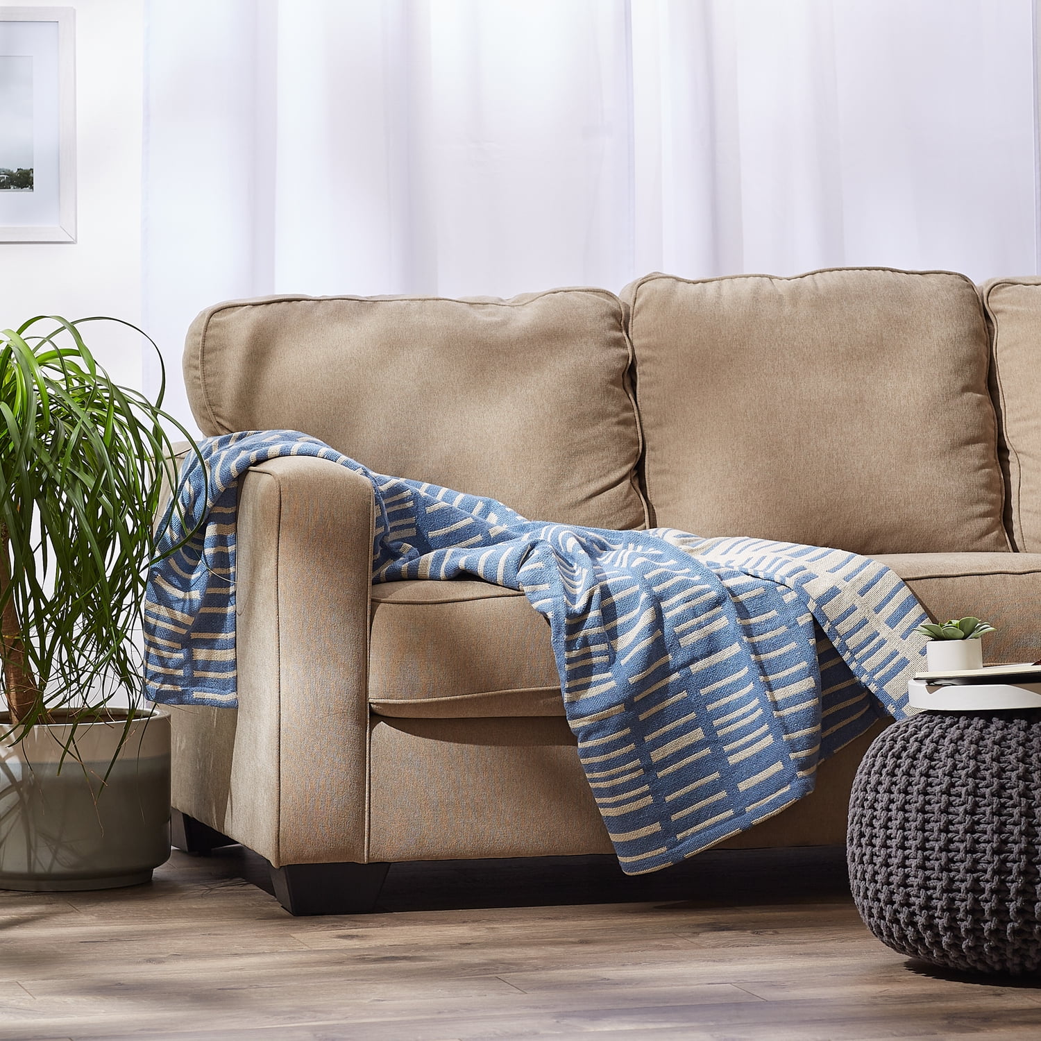 DII Stonewash Blue Urban 100-percent Cotton Jacquard Throw 50x60 inches