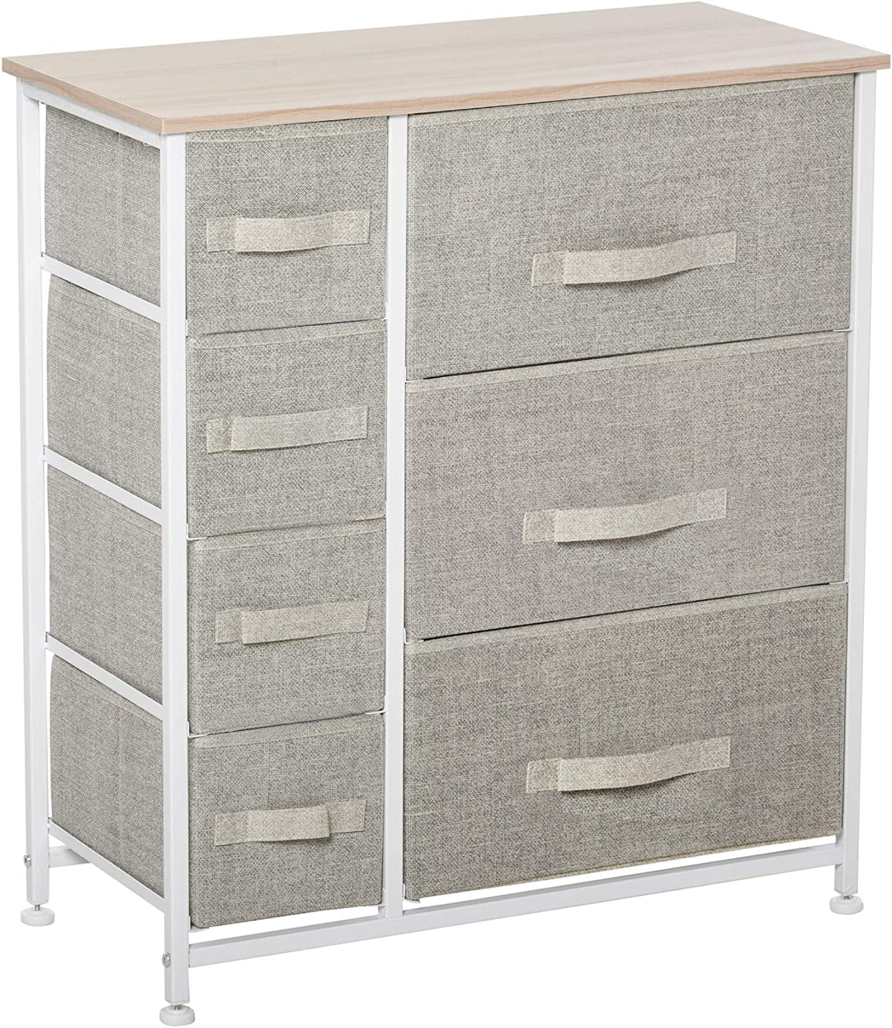 HOMCOM 7-Drawer Dresser Storage Tower Cabinet Organizer Unit, Easy Pull Fabric Bins with Metal Frame for Bedroom, Closets, Light Gray