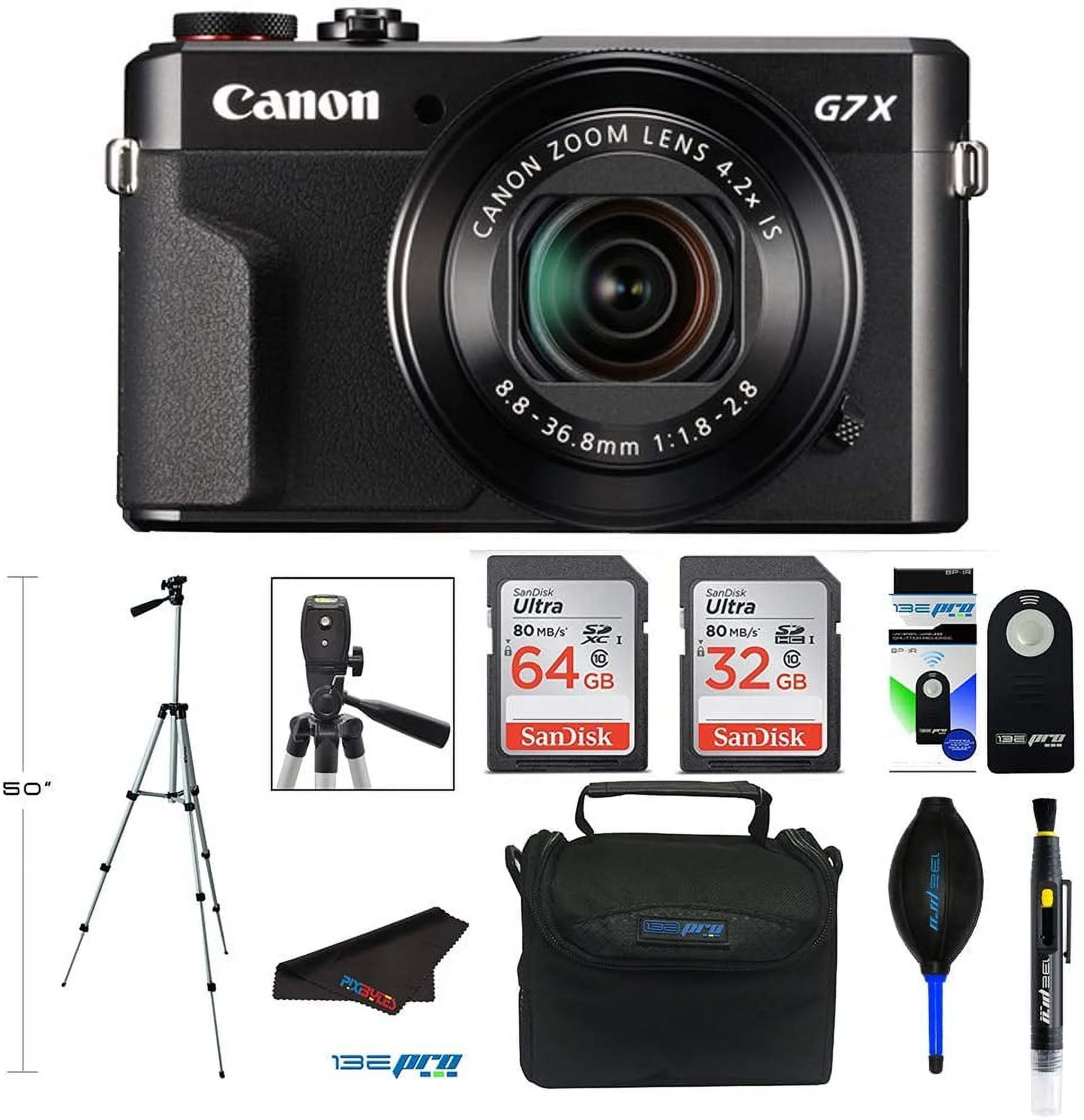 Canon PowerShot G7 X Mark II Digital Camera with Wi-Fi and 4.2X Optical Zoom (Black) + Pixibytes Pro Bundle