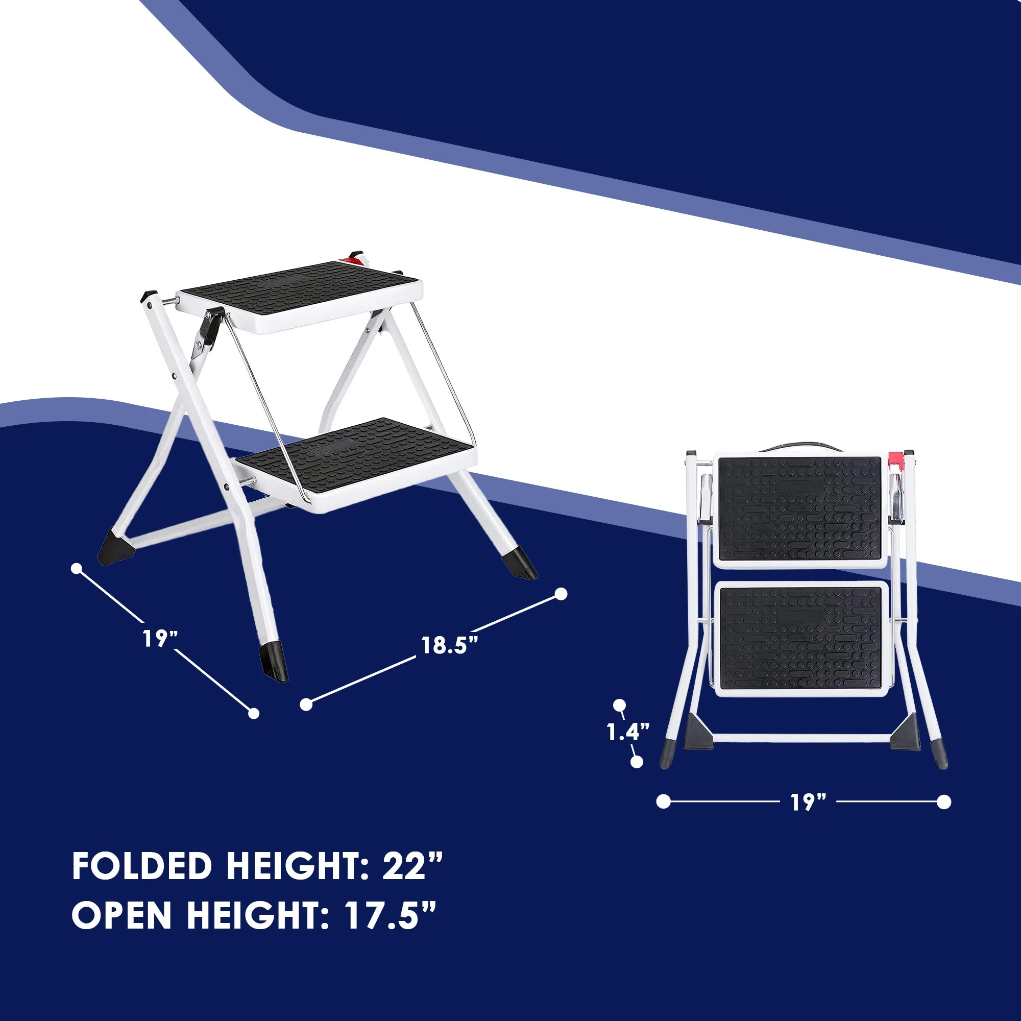 Delxo Folding 2-Step Mini Stool Stepladder w/Non-Skid Stair & Carry Handle