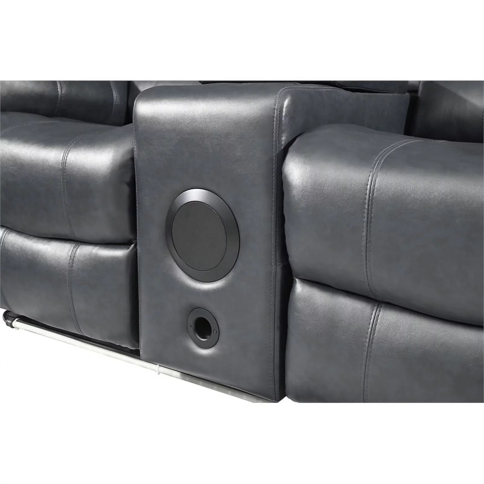Bowery Hill Modern LED Faux Leather Reclining Sectional in Gray