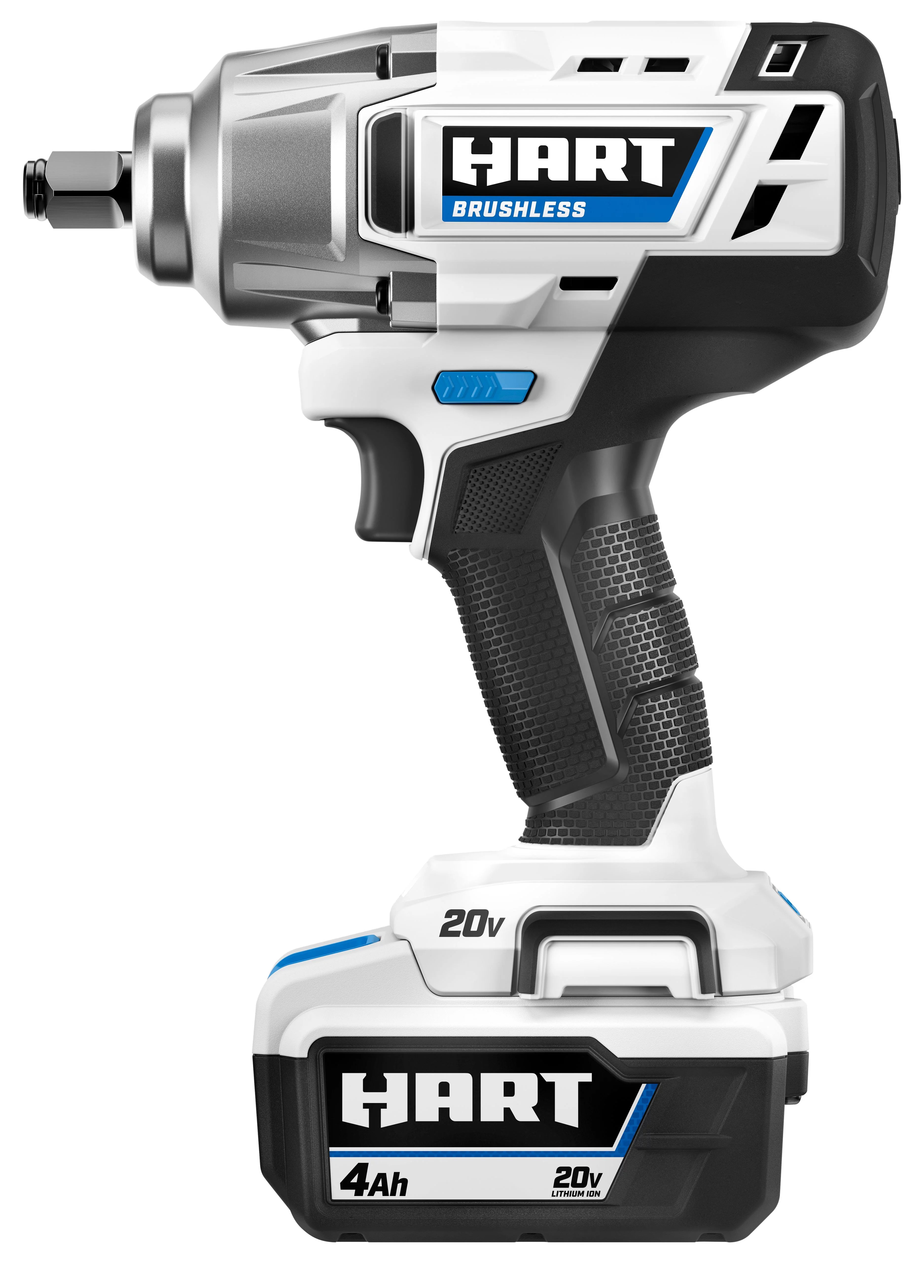 HART 20-Volt 1/2-inch Brushless Impact Wrench Kit, (1) 4.0Ah Lithium-Ion Battery