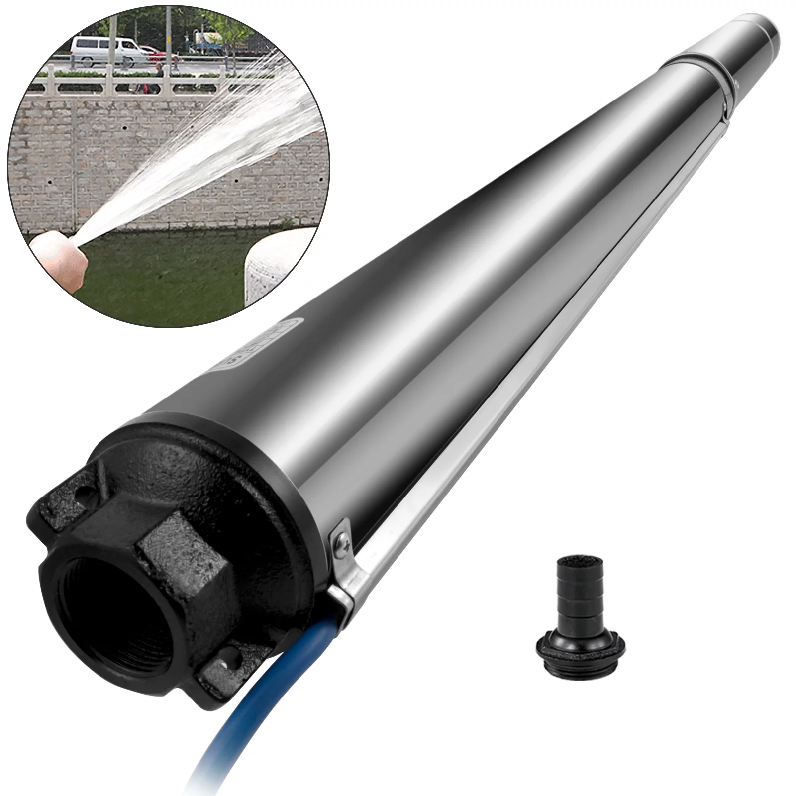 VEVORbrand Deep Well Pump 3 HP, Submersible Well Pump 220V, Stainless Steel Deep Well Pump with 32.8 ft/10 m Cable, 42GPM Stainless Steel Deep Well Pump for Cities Farmland Irrigation and Home Use