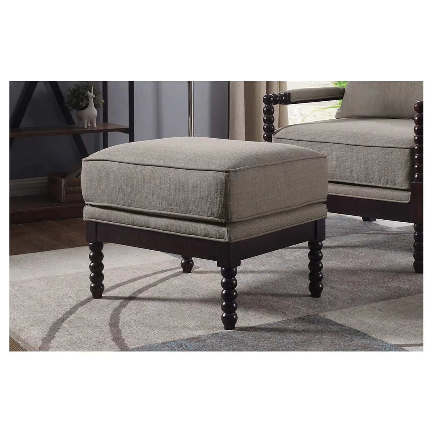 Best Master Furniture 2-Piece West Palm Living Room Accent Chair With Ottoman Set, Taupe/Espresso