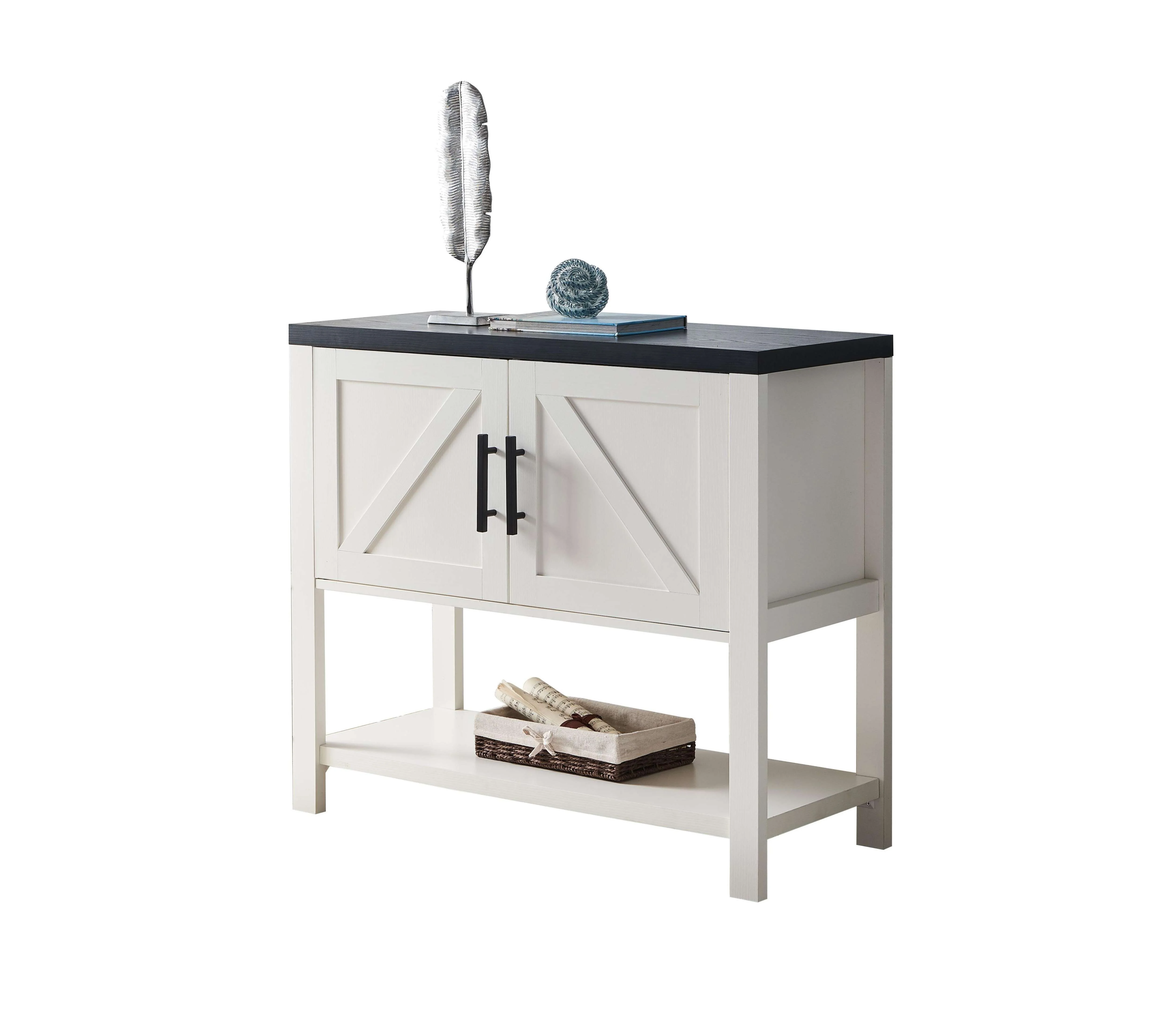 Kings Brand Furniture Elegant Console Table with Storage Cabinet for Living Room (Black/White)