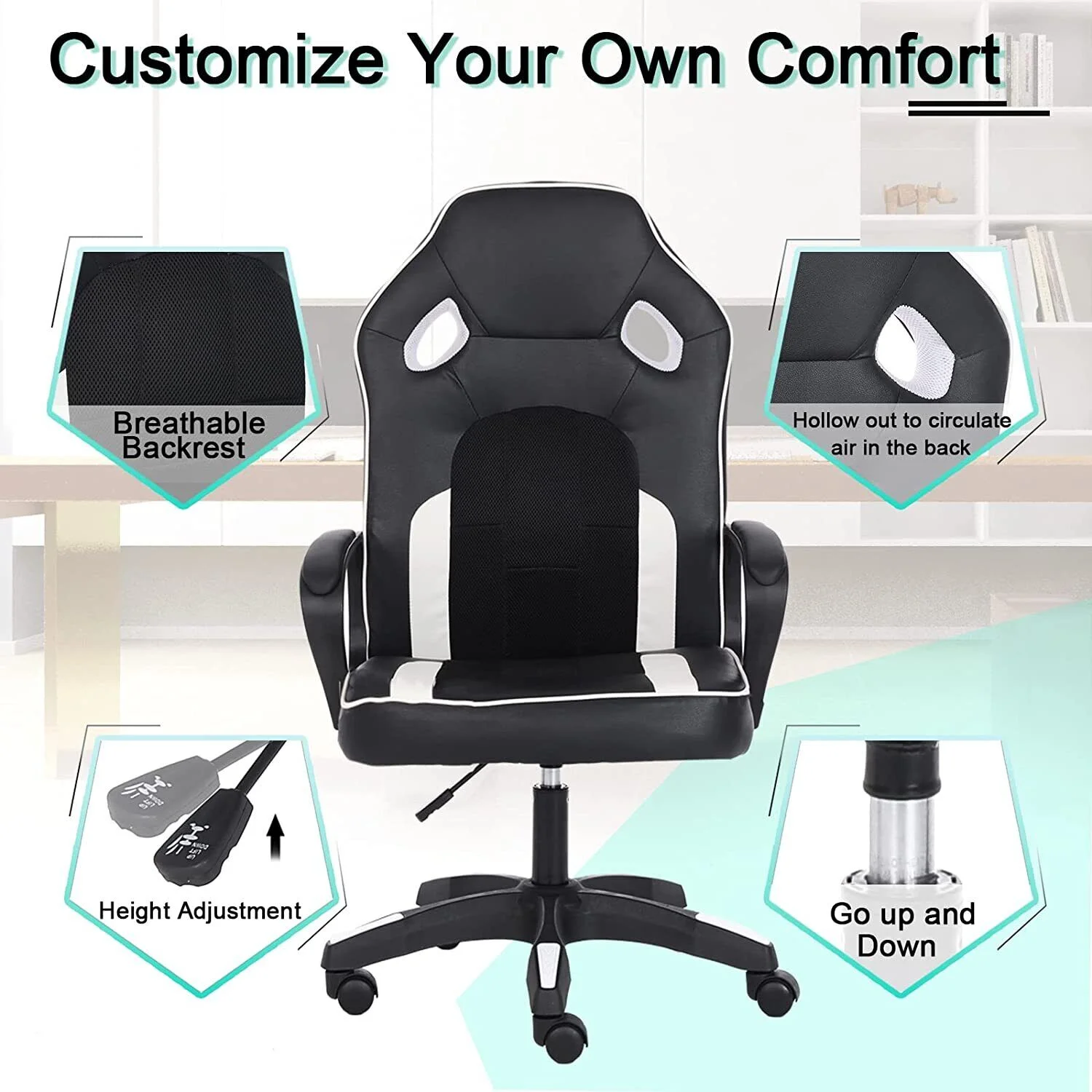 Ergonomic Gaming Chair Office Chair PU Leather Computer Chair Purple